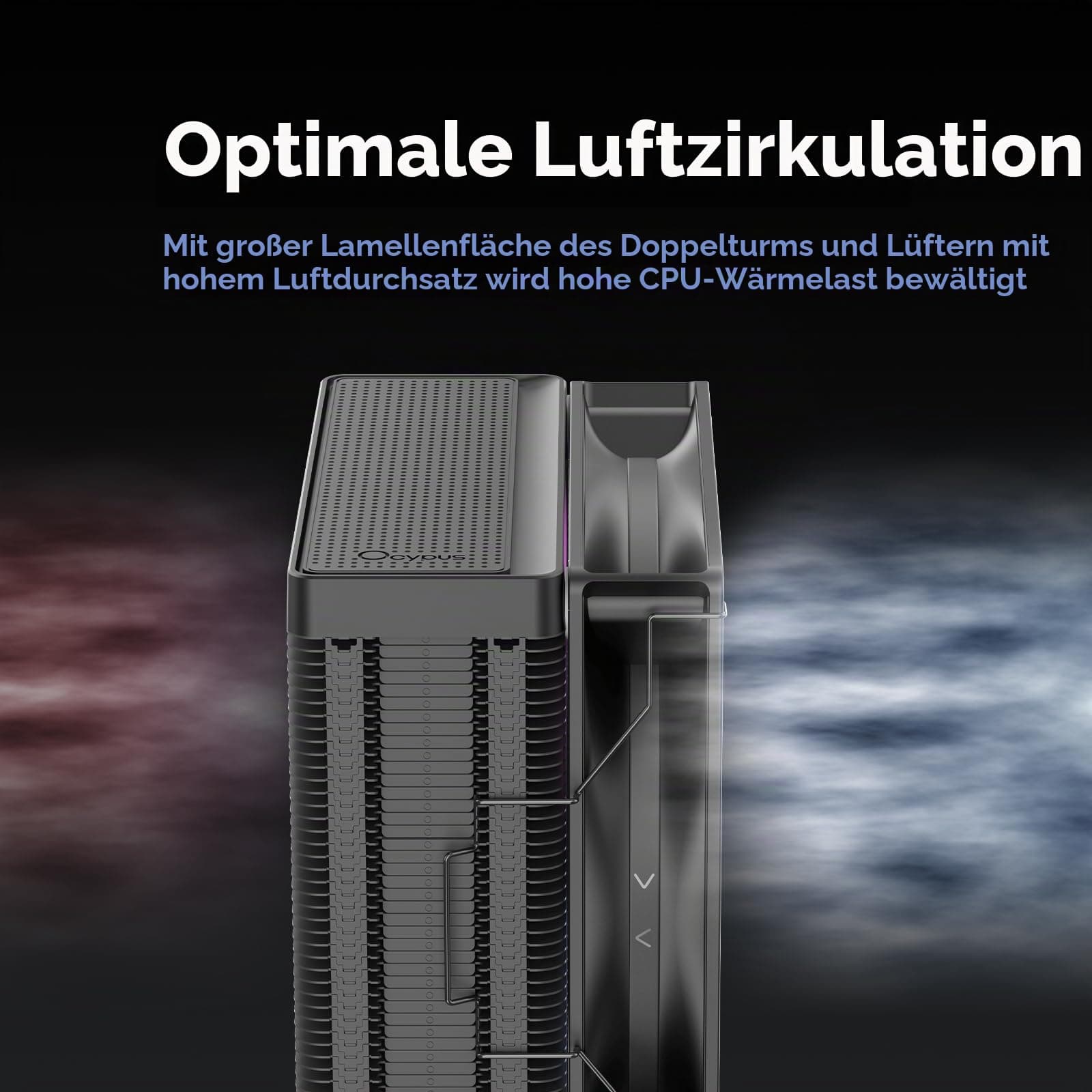 Delta A40 ARGB CPU Kühler, Leiser 120mm PWM Lüfter mit Hydraulischem Lager, 4 Kupfer Heatpipes, CPU Luftkühler für AMD AM4/AM5, Intel LGA 115X/1200/1700/1851, BK Delta A40 BK ARGB EU Bild 7