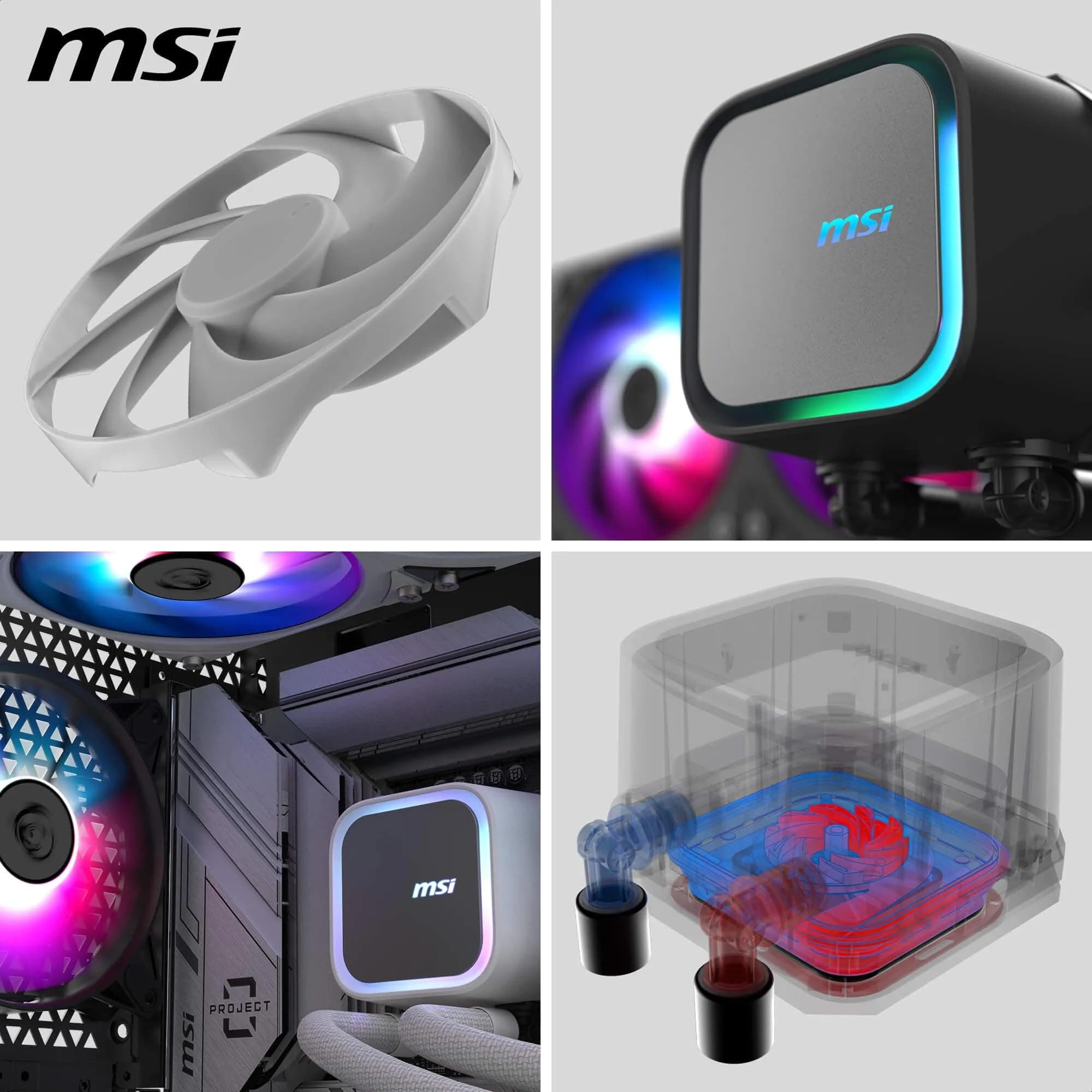 MSI MAG CORELIQUID A13 360 WHITE AIO CPU-Wasserskühler - Volle CPU-Abdeckung, verbessertes Wasserkanal-Design, CycloBlade 7, Split-Flow Radiator, Rifle-Lager Bild 7