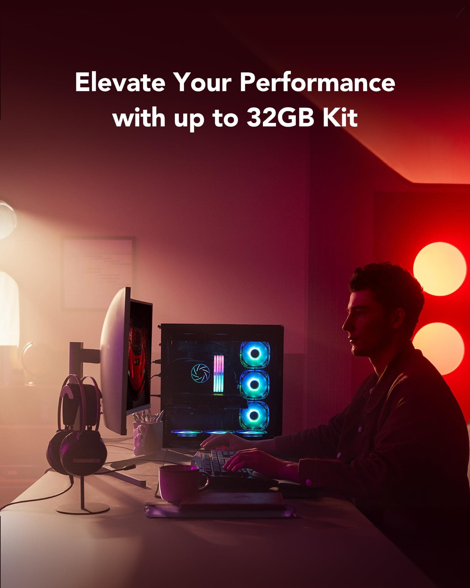 Lexar RGB DDR5 RAM 32GB Kit (2x16GB) 6400MHz CL30, 288-Pin UDIMM Desktop Desktop Speicher/PC Gaming Computerspeicher, Interne Arbeitsspeicher für Intel XMP 3.0/AMD EXPO/CL30-38-38-76/1,4V ARES GEN2 6400MHz 32GB Kit (2x16GB) CL30 Bild 5