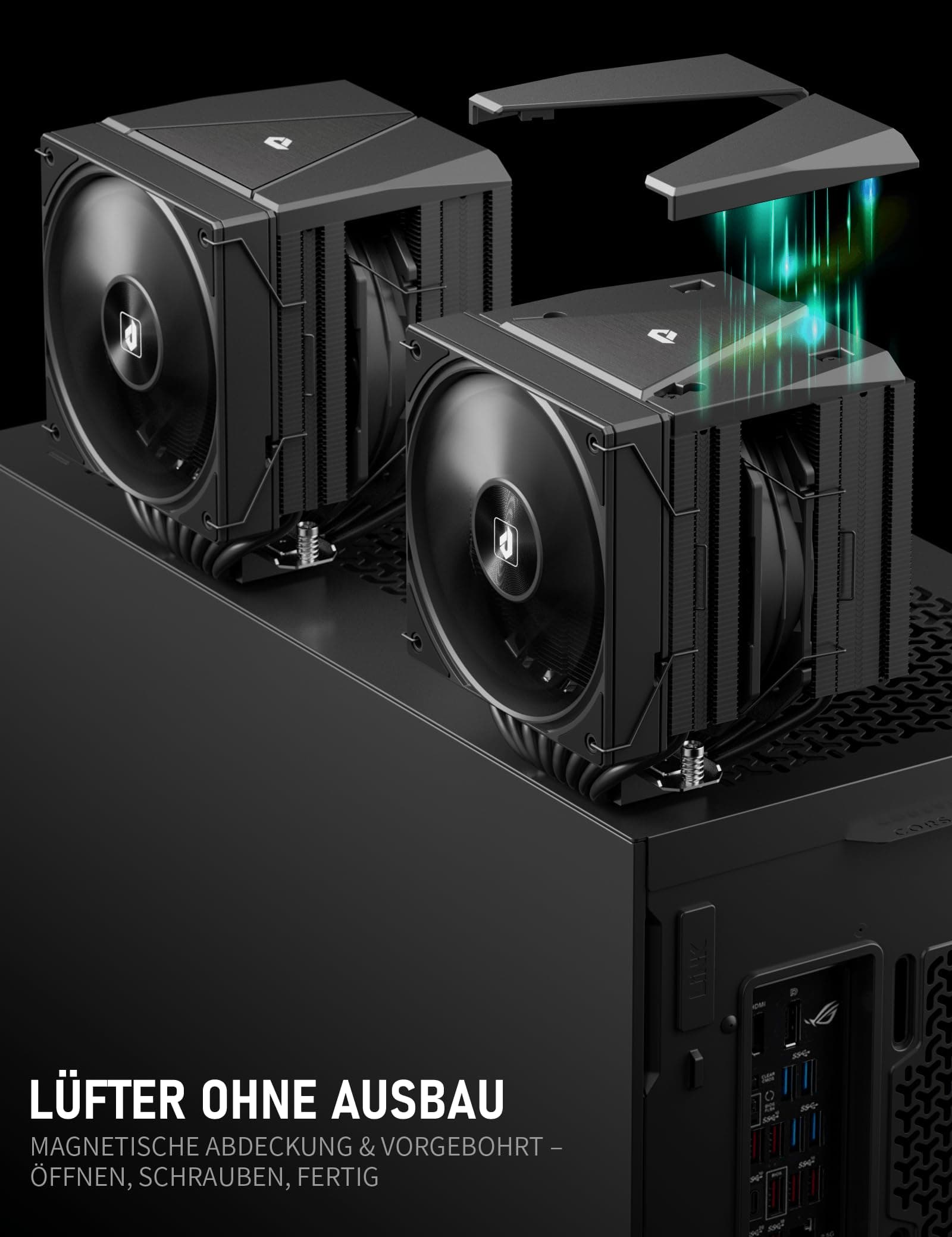 upHere UE2 Elite T8 CPU Kühler 120mm,Dual-Tower mit 8 Heatpipes,TDP 280W,Prozessorlüfter für AM5/AM4/AM3 Intel 1851/1700/115x/1200,Leiser PC Kühler UE2 Elite T8-Weiß Bild 6