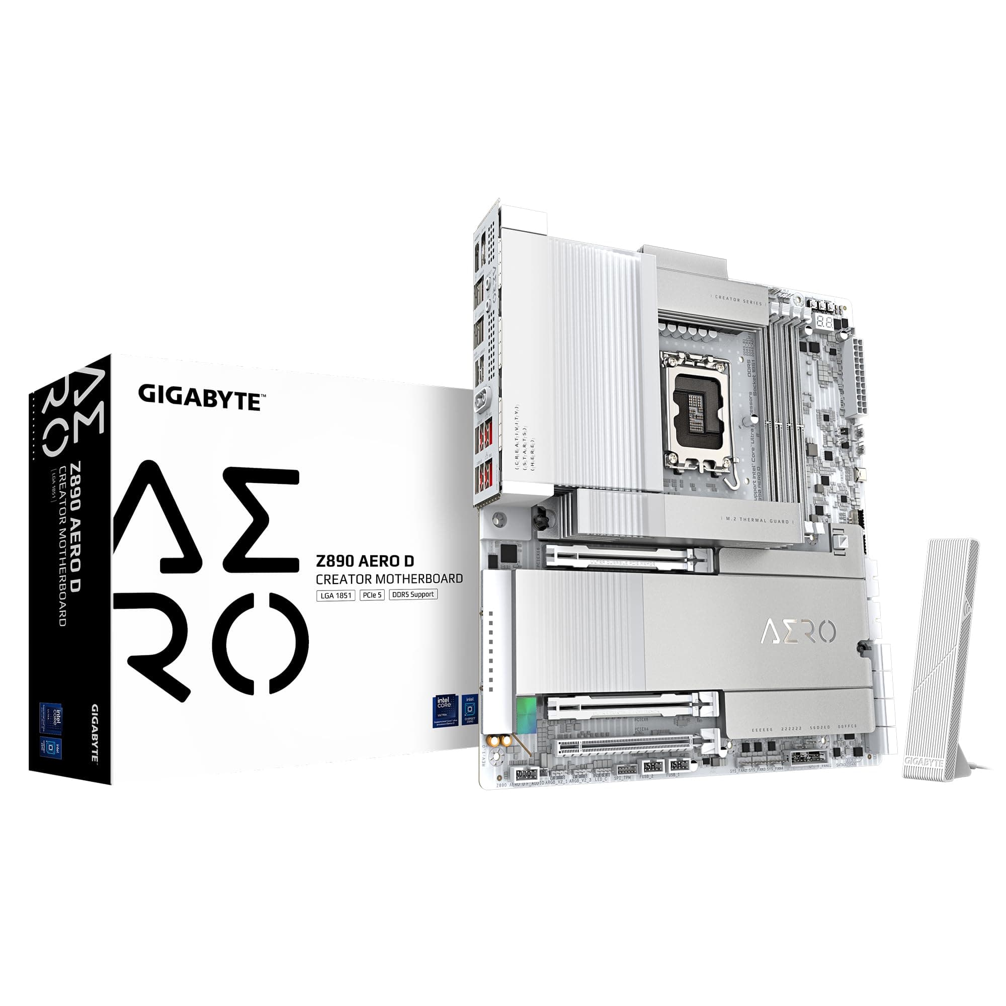 GIGABYTE Z890 AERO D Motherboard - Unterstützt Intel Core Ultra (Serie 2) CPUs, 16+1+2 Phasen VRM, bis zu 9500MHz DDR5 (OC), PCIe 5.0 M.2, Wi-Fi 7, Thunderbolt 5 Bild 2