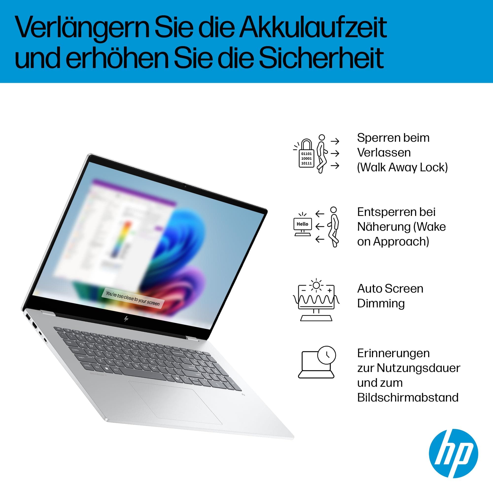 HP OmniBook 7 Laptop (17.3 Zoll FHD-Touchscreen, Intel Core Ultra 7, Copilot+, 16GB RAM, 1TB, Win11, QWERTZ) - Silber Intel Core Ultra 7 256V 17,3 Zoll FHD Touchscreen Bild 5