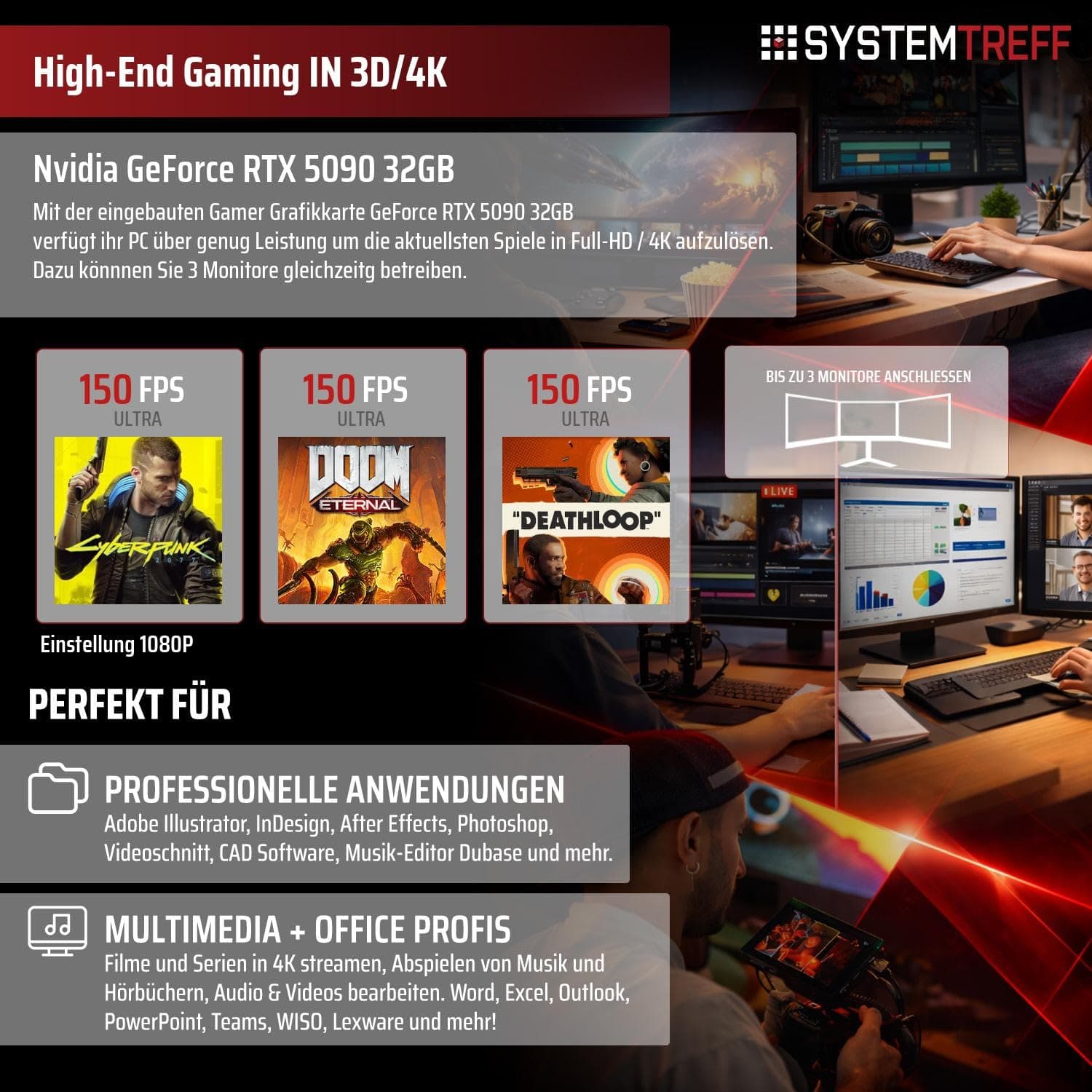 SYSTEMTREFF High-End Gaming PC Intel Core Ultra 9 285K 8x5.7GHz | Nvidia RTX 5090 32GB DX12 | 2TB M.2 NVMe | 32GB DDR5 RAM | Windows 11 | Desktop Computer Rechner für Gamer, Zocker & Streamer Bild 5