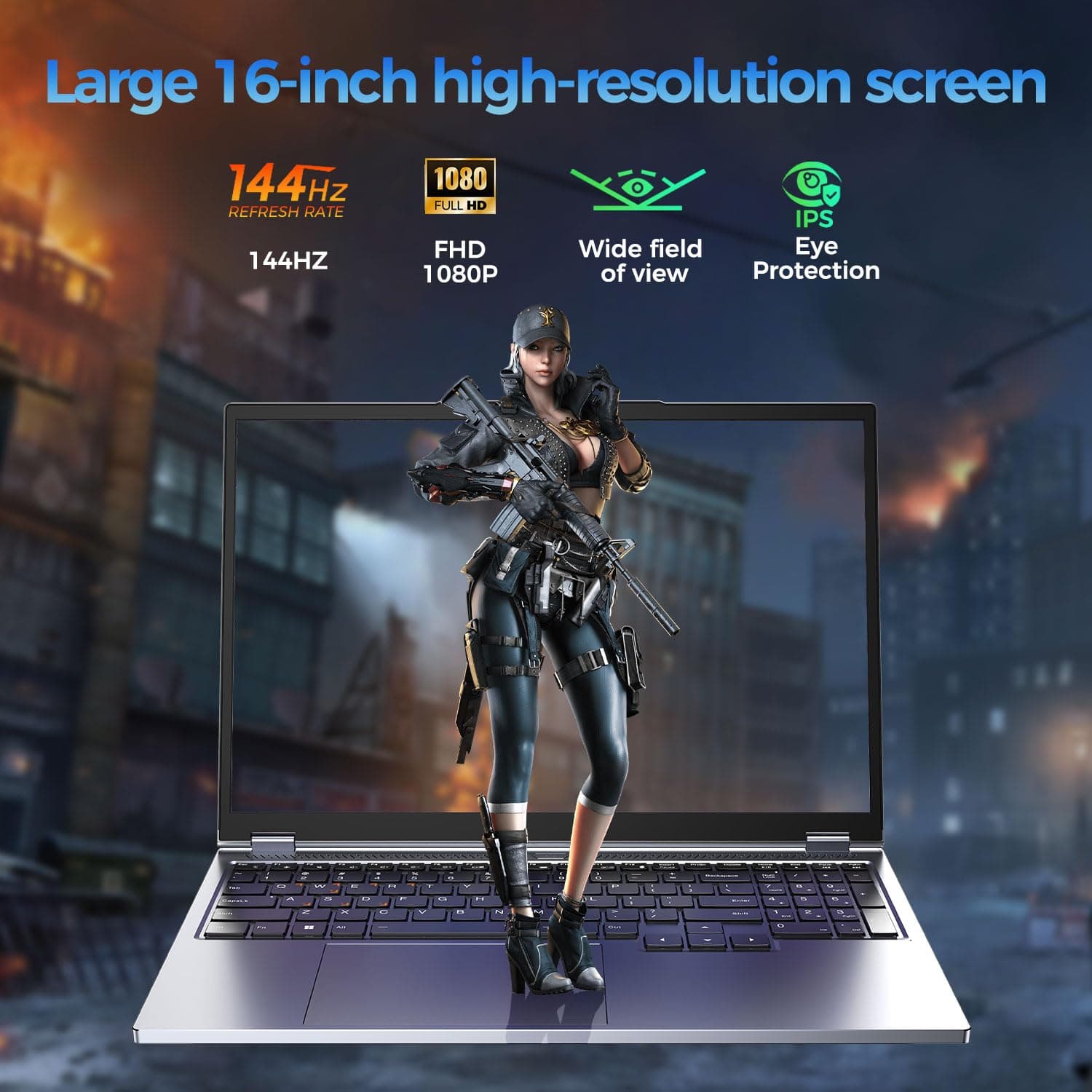 TOPGRO S1 Pro 16" Gaming Laptop, i9-9880H | GTX 3050 Ti (8C/16T, bis zu 4,8 GHz) | 32 GB RAM + 1 TB Speicher | Wi-Fi 6/Bluetooth 5.2 | 144 Hz + Full-HD-Display | Dual-Turbo-Kühlsystem | Webcam Bild 3