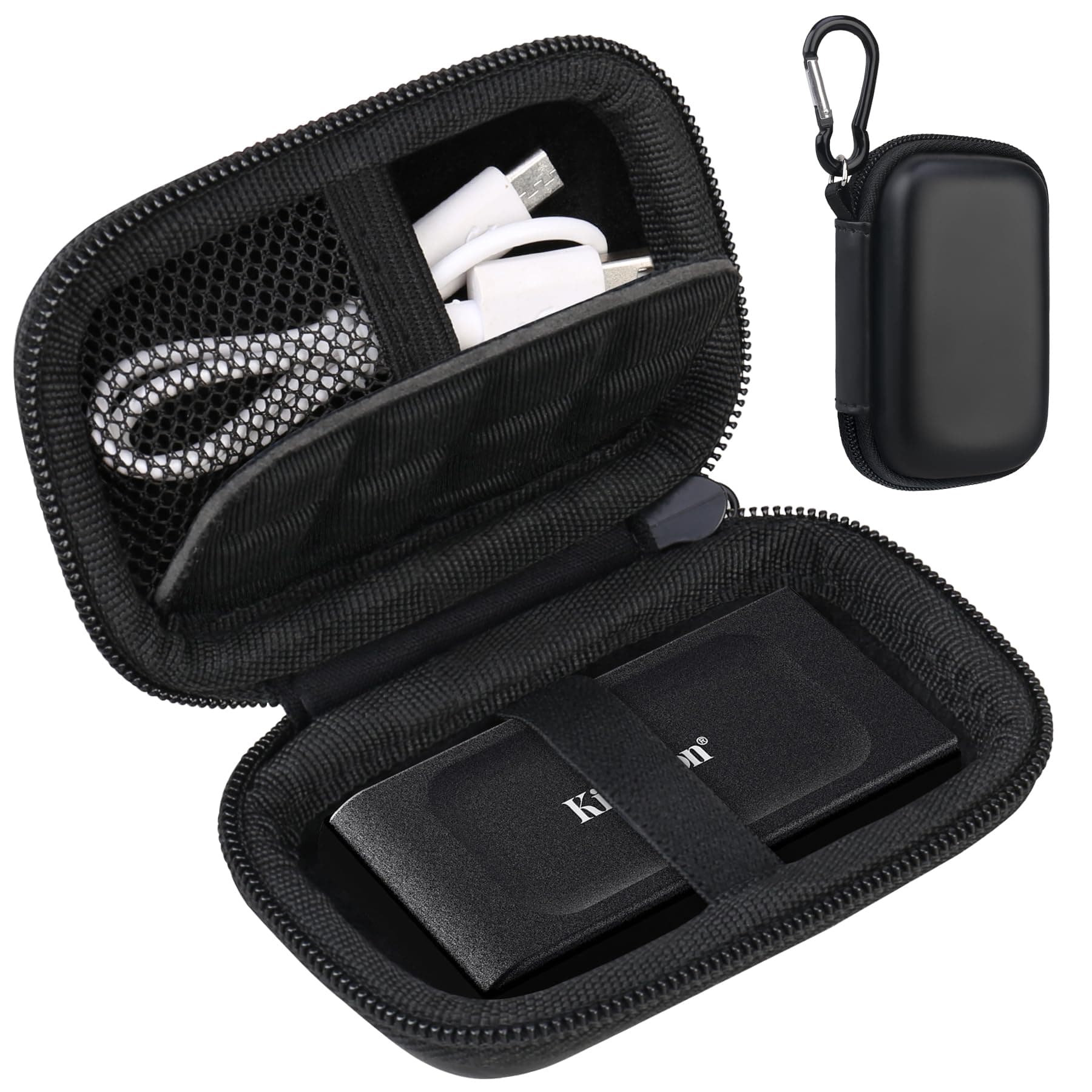 Lacdo Festplattentasche Hartschalentasche für Kingston XS1000 / XS2000 / XS1000R SSD 500GB 1TB 2TB Portable Tragbares Externes Solid-State-Laufwerk USB 3.2 Eva Stoßfest Aufbewahrungstasche, Schwarz