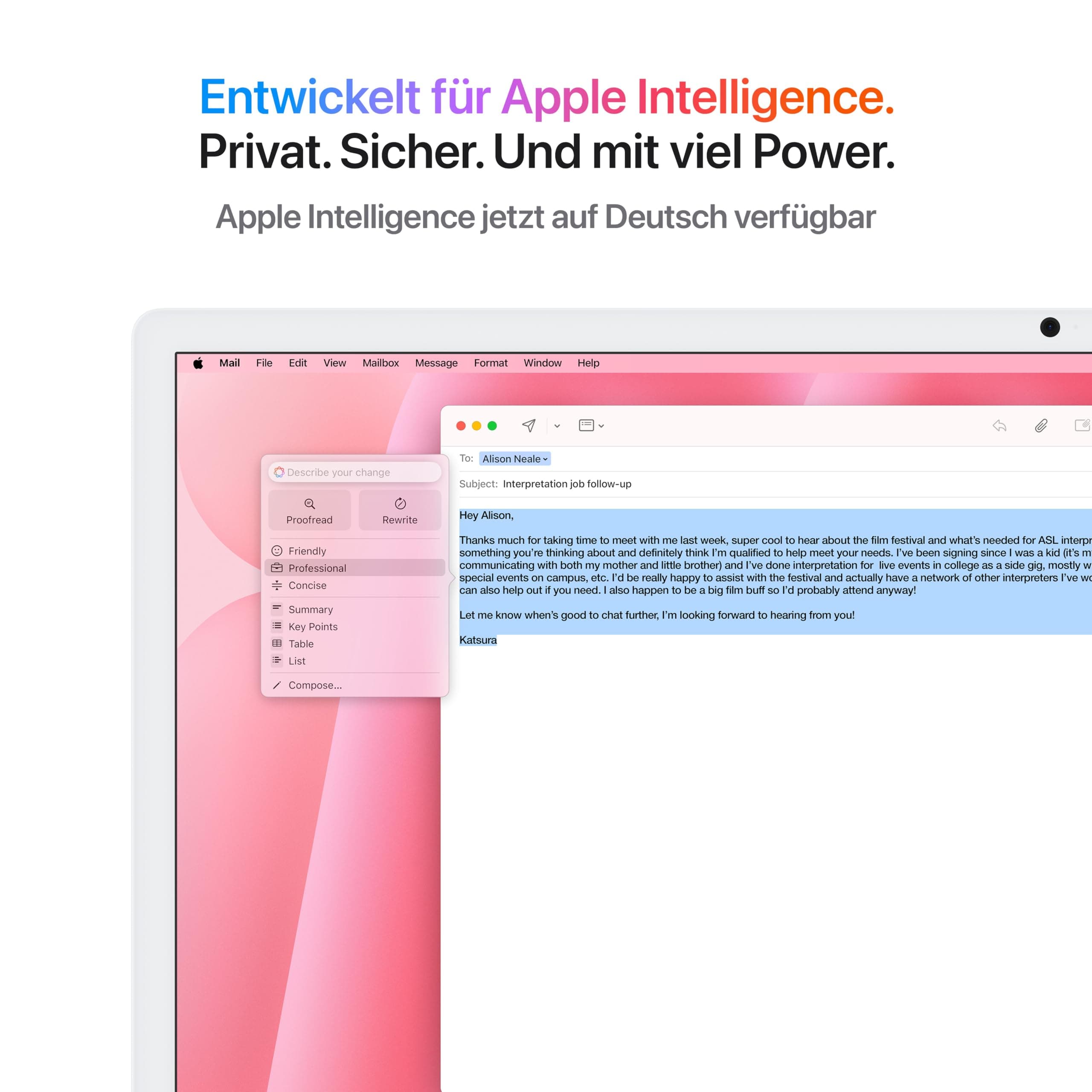 Apple iMac All-in-One Desktop-Computer mit M4 Chip mit 10 Core CPU und 10 GPU: 24 Retina Display 16 GB gemeinsamer Arbeitsspeicher 512 GB SSD Speicher passendes Zubehör Rosé Rosé 512 GB SSD Standardglas 16 GB Gemeinsamer Arbeitsspeicher Bild 3