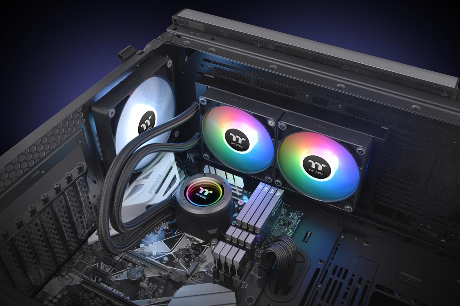 Thermaltake TH240 V2 ARGB Sync AIO CPU Wasserkühlung 240mm, Infinity Mirror, 2x CT120 ARGB PWM, leise 25,8 dB, Mainboard Sync, Intel/AMD Bild 3
