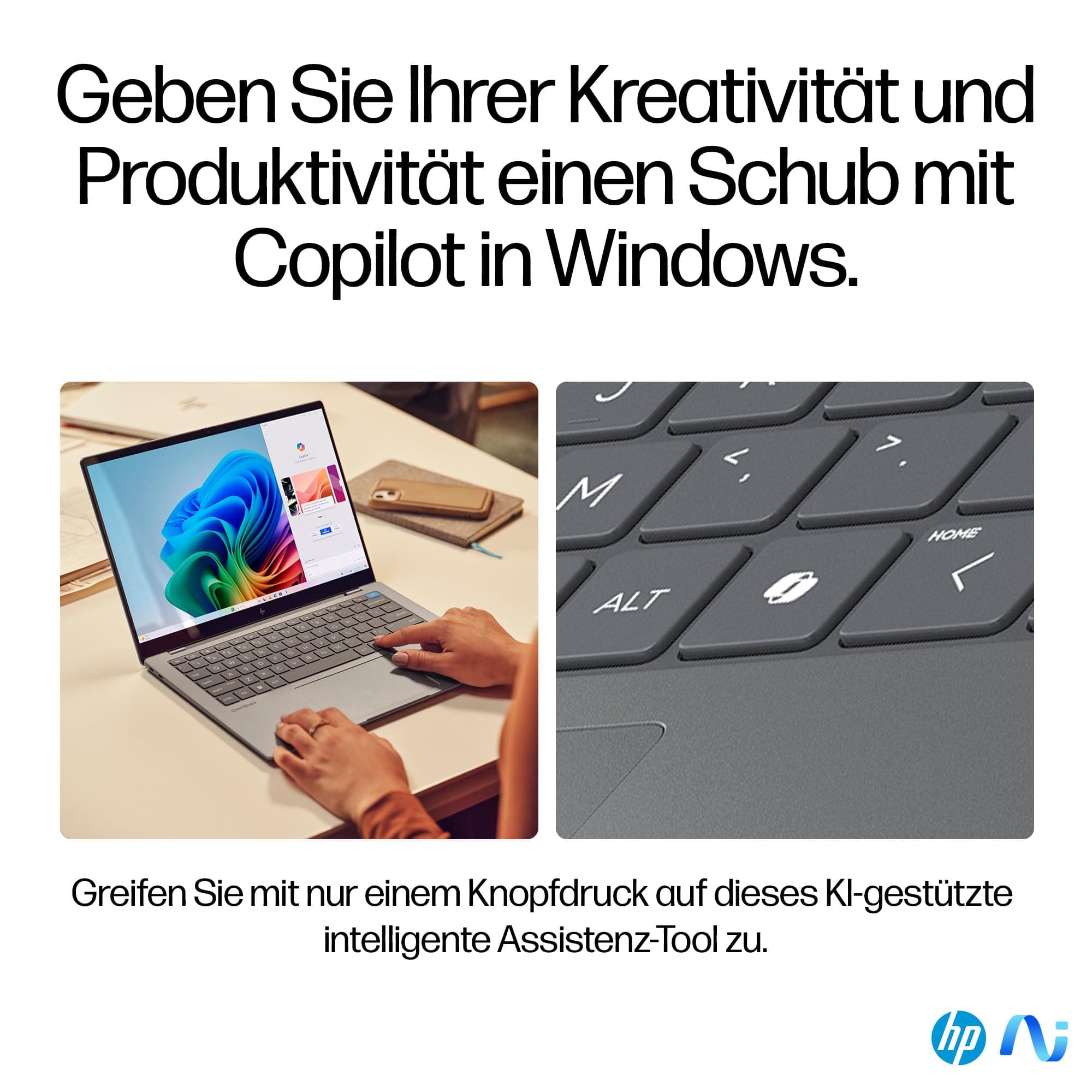 HP OmniBook X Next Gen AI Laptop | Qualcomm Snapdragon X Elite X1E-78-100 (12C) mit dedizierte NPU für KI | 45 NPU Tops | Copilot+ PC | 14" 2,2K Touchscreen | 16 GB RAM | 1TB SSD | Win11 | Silber QC Snapdragon X1E-78-100 Bild 4