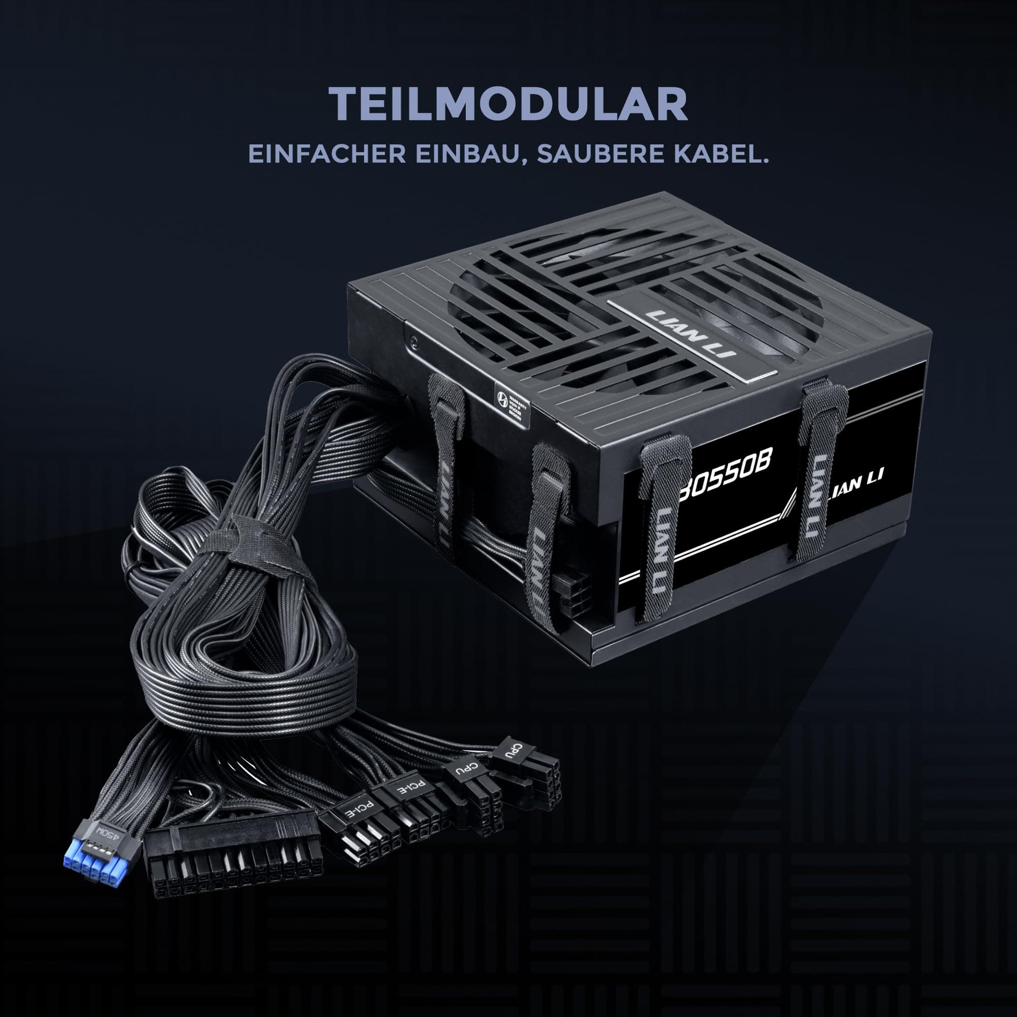 Lian Li RB 550W PC-Netzteil - Schwarz | 80 Plus Bronze, teilmodular, ATX 3.1, leiser 135-mm-Lüfter, effiziente Stromversorgung für Office & Gaming PCs Bild 7