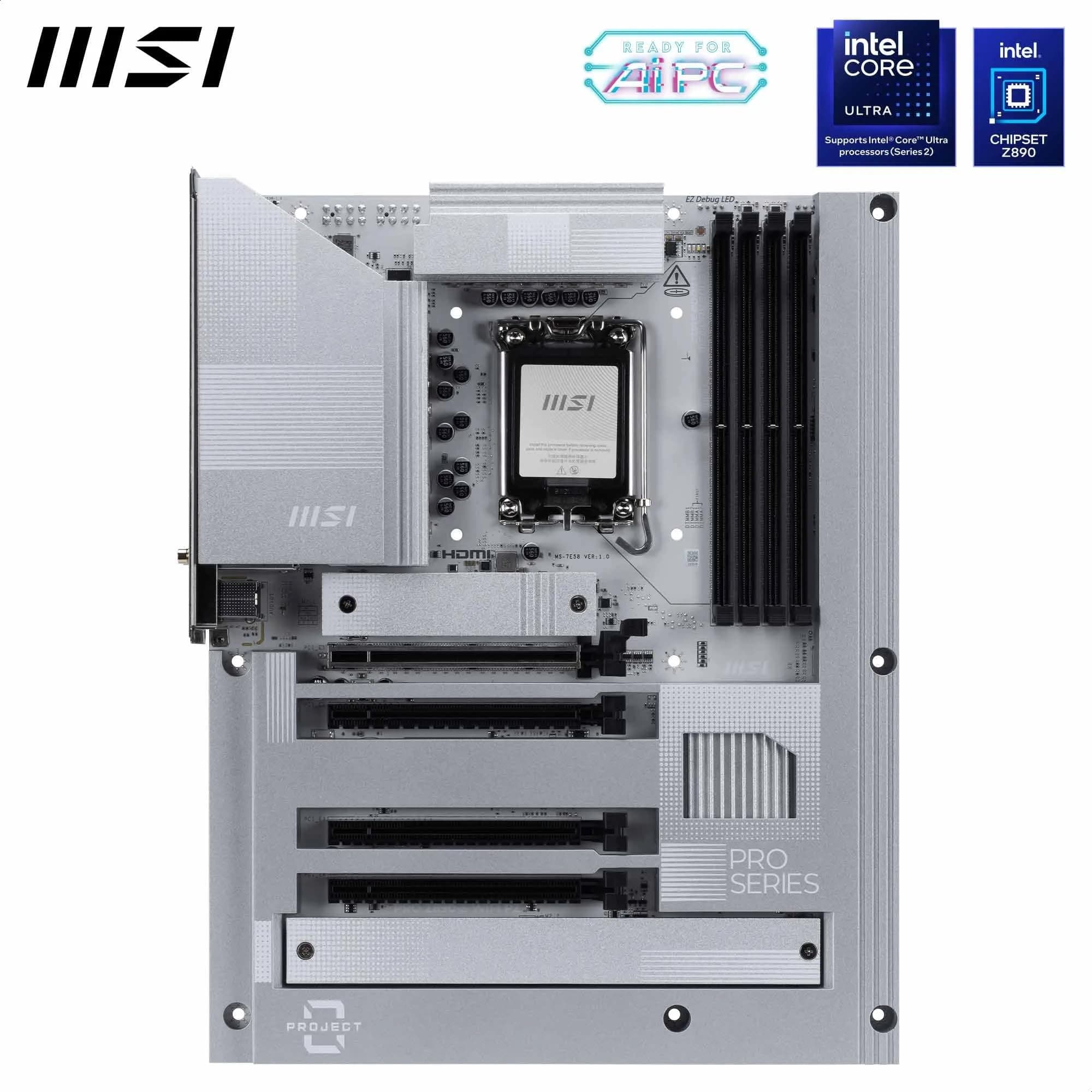 MSI PRO Z890-S WiFi PZ Mainboard, Back-Connect ATX – Unterstützt Intel Core Ultra Prozessoren (Series 2), LGA 1851 – DDR5 Memory Boost (8600+ MT/s OC), PCIe 5.0 x16, M.2 Gen5, Wi-Fi 7, 2,5G LAN Bild 4