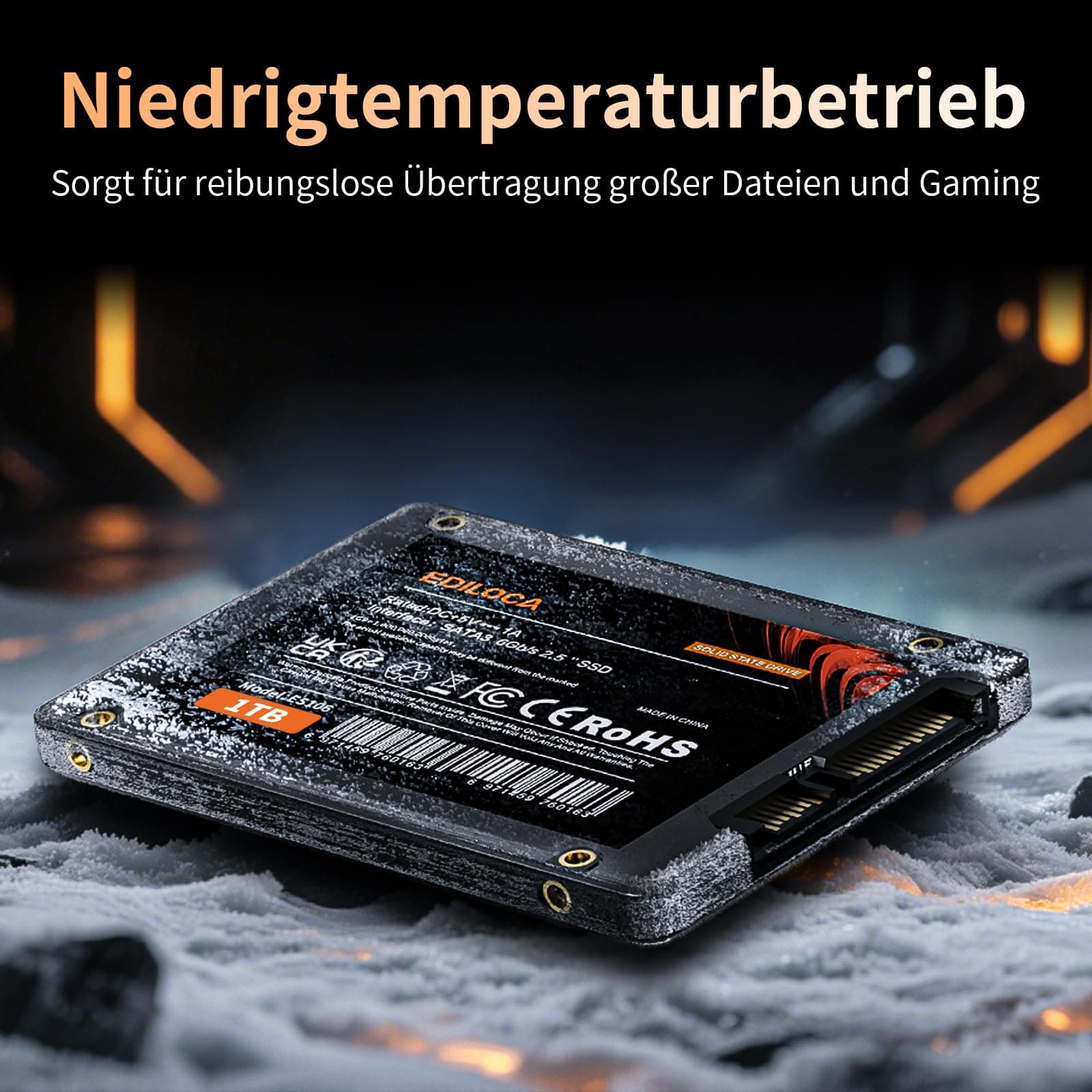 Ediloca SSD 1TB, SSD Festplatte Intern, 2.5" SATA III, bis zu 550MB/s, 3D NAND TLC, Kompatibel mit Laptop und PC-Desktop(ES106 Black) Bild 5