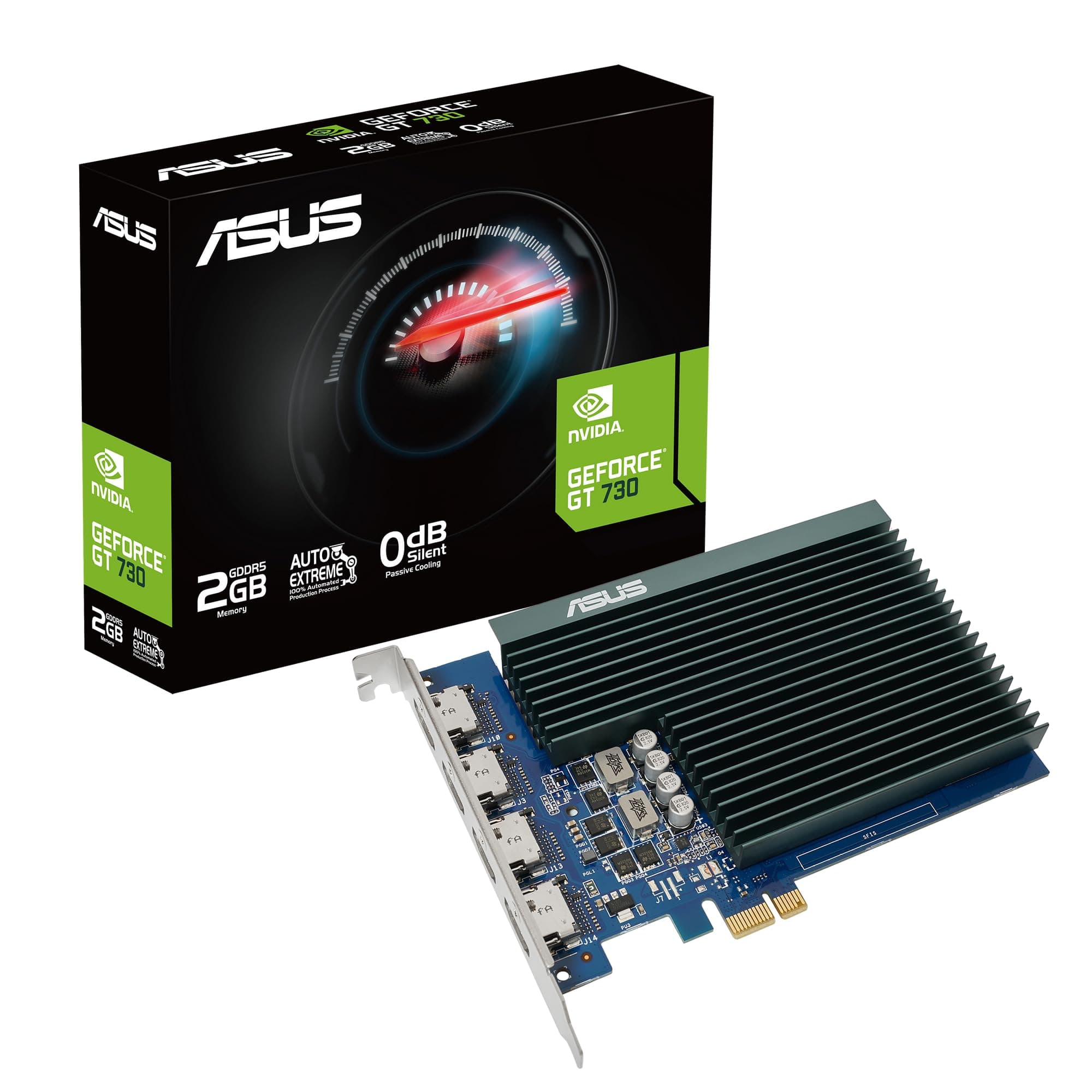 ASUS GeForce GT 730 2GB DDR5 Grafikkarte (4X HDMI, Single-Slot-Design, Passive Kühlung, GPU Tweak II, GT730-4H-SL-2GD5) DDR5 GT730-4H-SL-2GD5