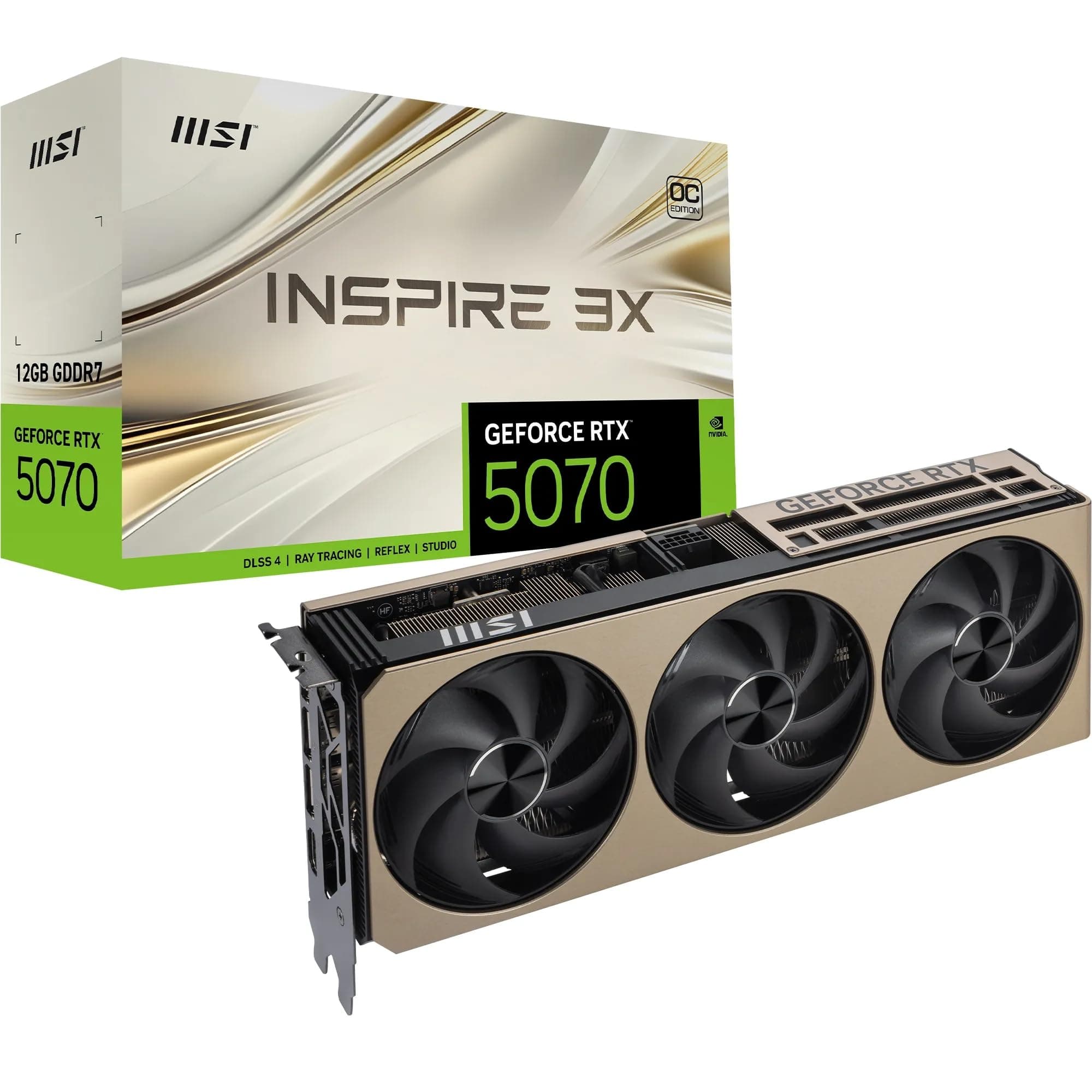 MSI GeForce RTX 5070 12G Inspire 3X OC - 12GB GDDR7 (28Gbps/192-bit), PCIe 5, Boost: 2542 MHz, HDMI 2.1b, DisplayPort 2.1b Bild 2