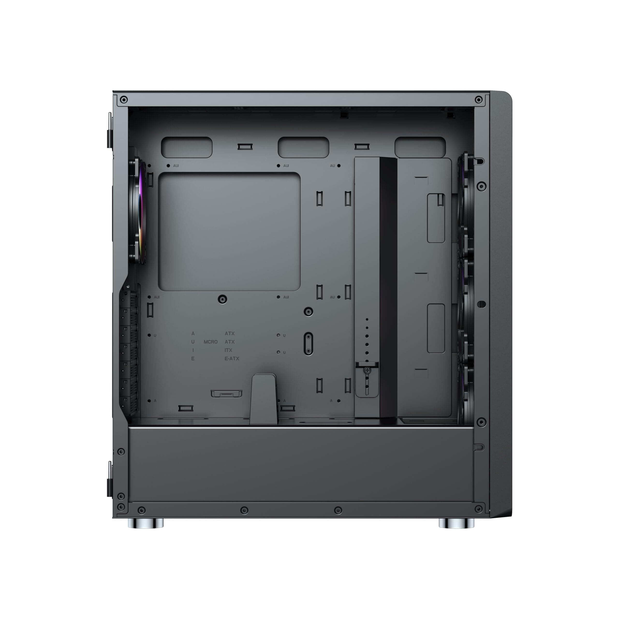 Air 100 Midi Tower PC-Gehäuse, Große Metall Mesh-Front, gehärtetes Glas-Seitenfenster, 4X 120mm A-RGB Hydro-Lager Lüfter, GPU bis 383mm, Abnehmbarer Mesh Deckel, ATX Netzteil, Schwarz Bild 7