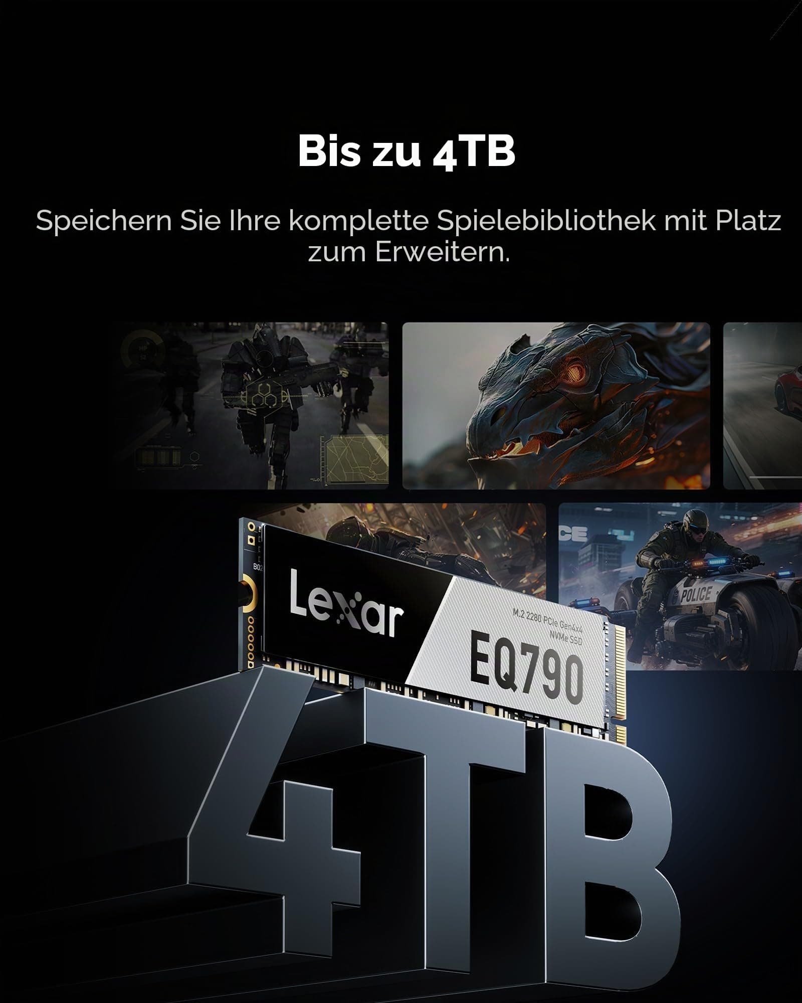 Lexar EQ790 SSD 1TB, NVMe M.2 2280 PCIe Gen4x4 Interne SSD, bis zu 7.000MB/s Lesen & 5.000MB/s Schreiben, Hochgeschwindigkeitsspeicher Kompatibel mit PS5, Desktop und Laptop Bild 7