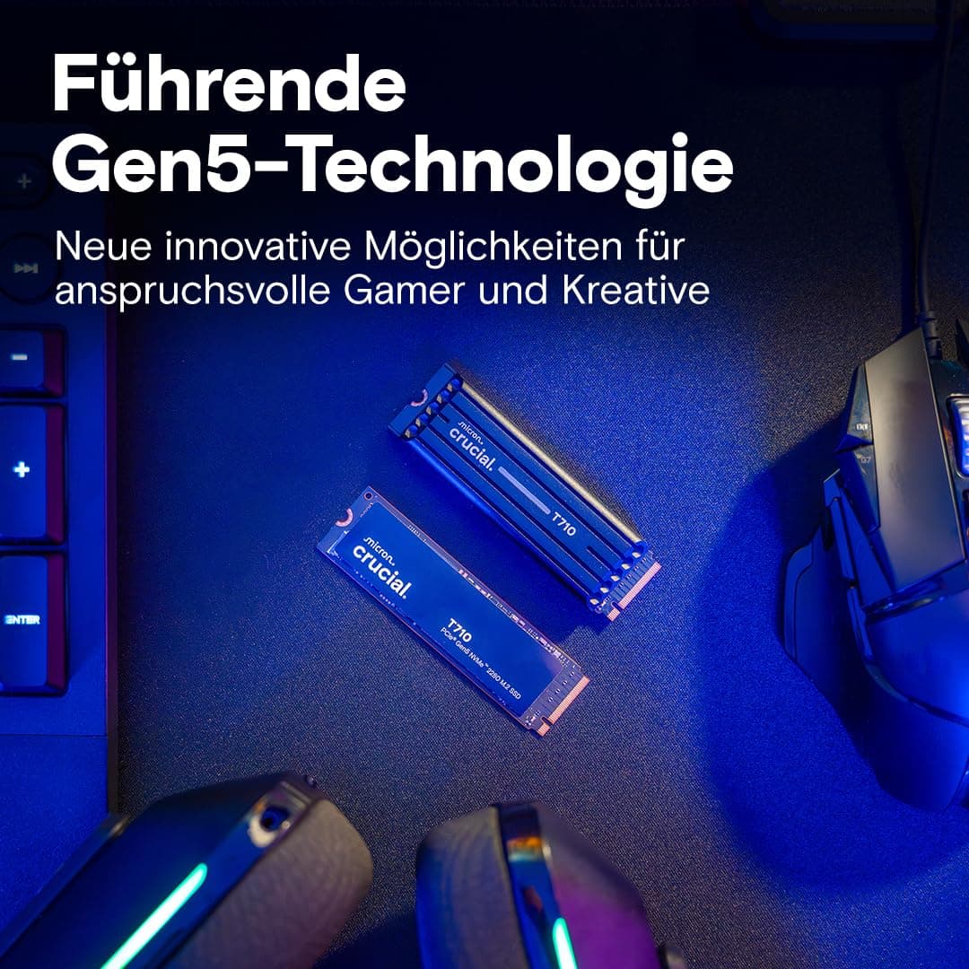 Crucial T710 SSD 1TB M.2 NVMe PCIe 5.0 x4 Gen5, bis zu 14.900 MB/s Lesen, 13.700 MB/s Schreiben, für Laptop und Desktop PC, TLC NAND, Interne Festplatte - CT1000T710SSD8-01 Bild 7