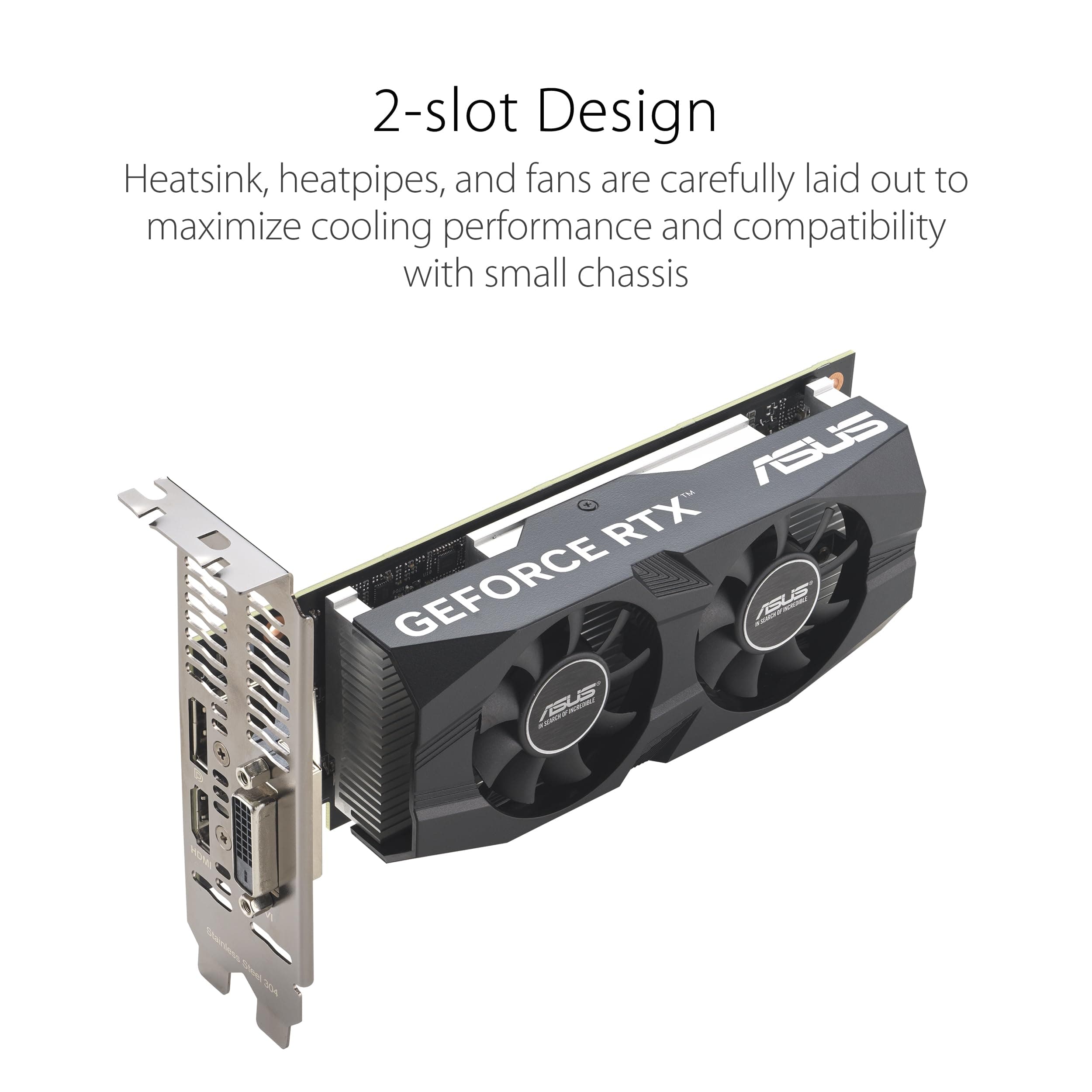 ASUS GeForce RTX 3050 LP BRK OC Edition 6GB GDDR6 Gaming Grafikkarte (Nvidia RTX3050, PCIe 4.0, DVI-D, HDMI 2.1, DisplayPort 1.4a, RTX3050-O6G-LP-BRK) Bild 8