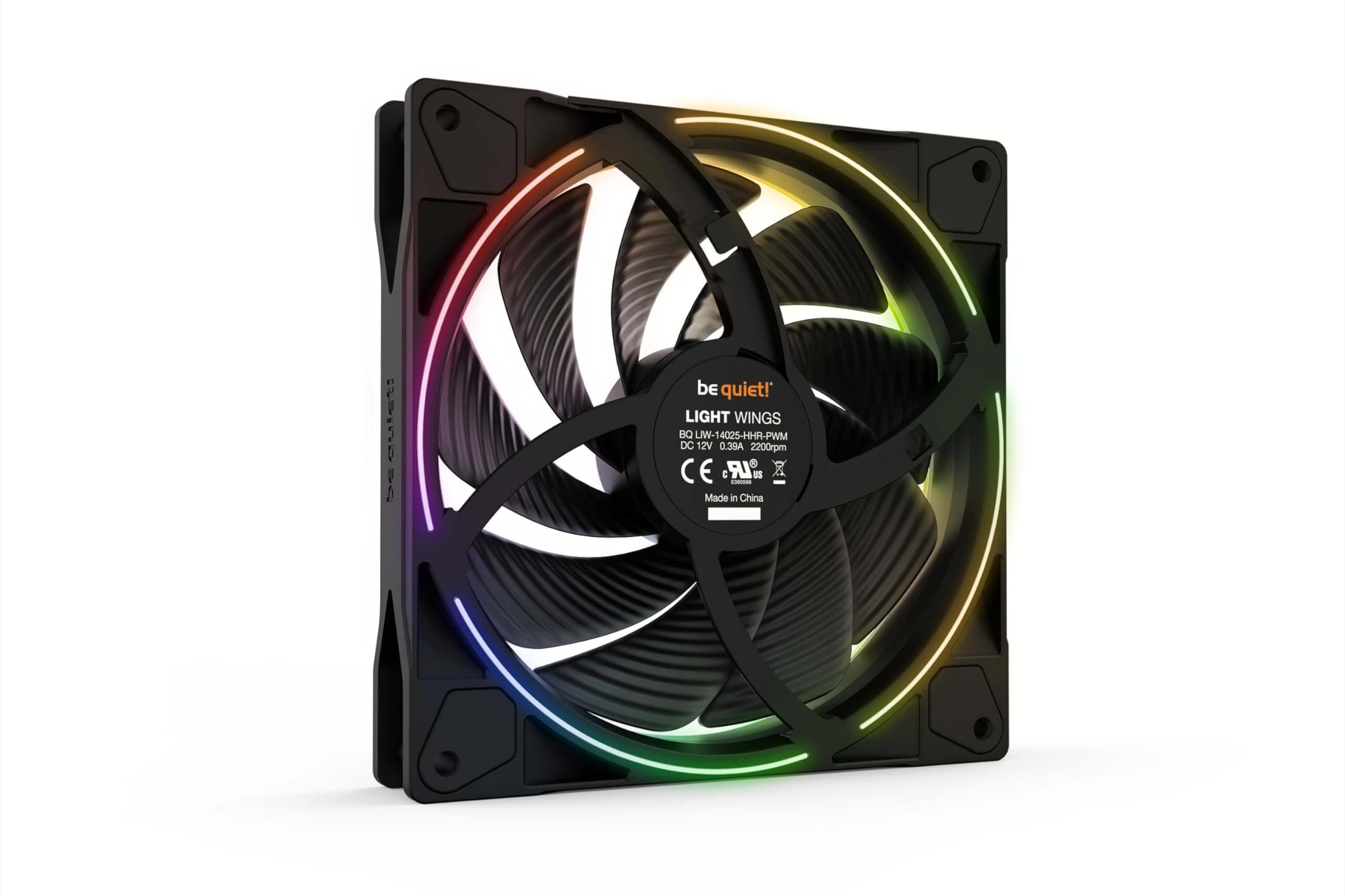 be quiet! Light Wings 140mm PWM high-speed Triple Pack Lüfter, enthält 3 Lüfter, ARGB-Beleuchtung, vielzählige Farben und Effekte, 20 ARGB LEDs, 9 geräuschoptimierte Lüfterblätter, hoher Luftdruck Bild 7