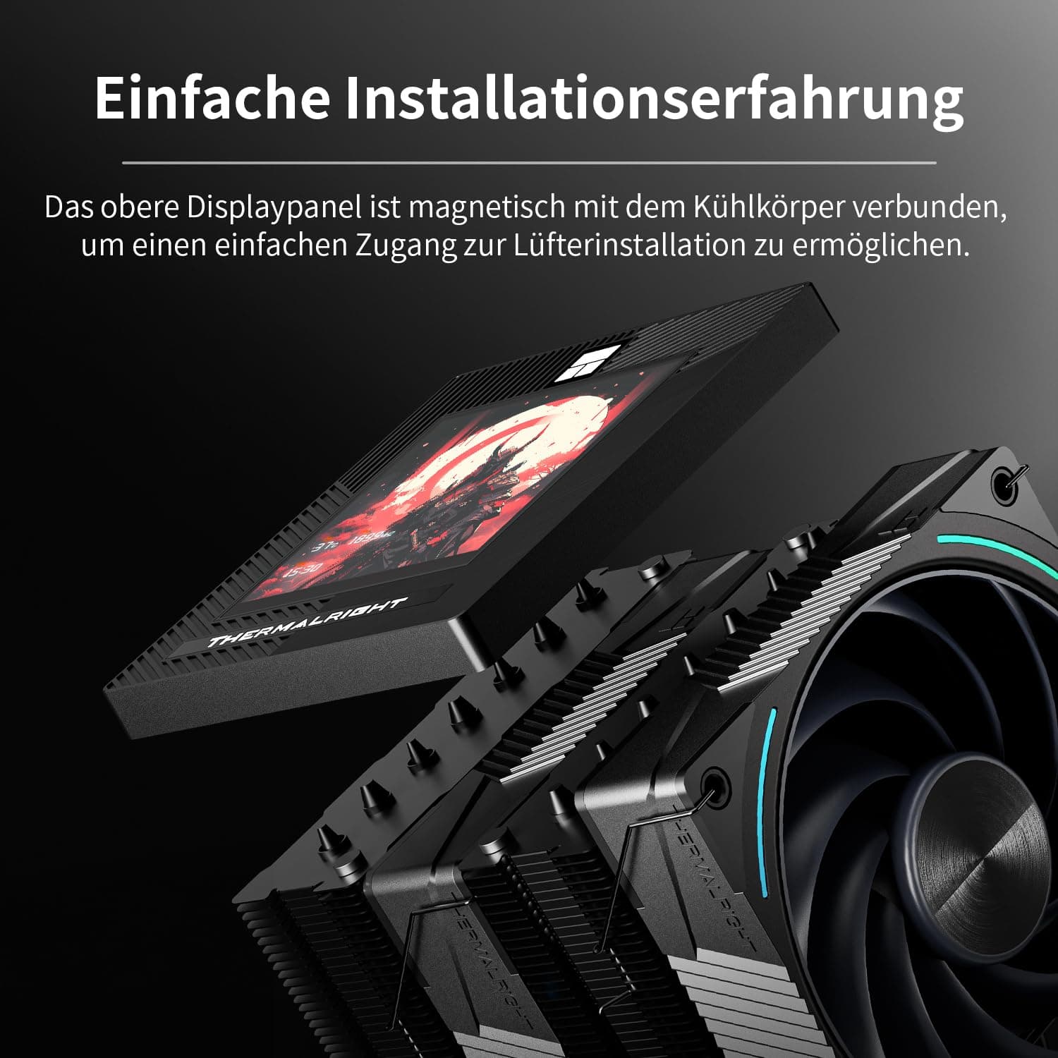 Thermalright TR Phantom Spirit 120 Vision EVO CPU Luftkühler, Twin Tower Radiator 2150RPM Geschwindigkeit, 480x480 Auflösungsvermögen IPS Bildschirm mit 3.95in, Computer Kühler für Intel lga1851/AM5 Schwarz-PS120 V EVO Bild 5