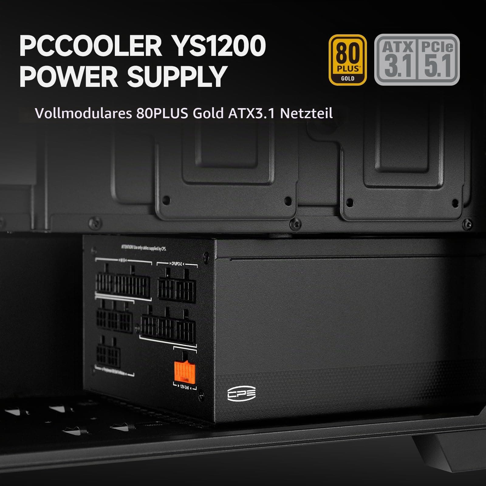 PCCOOLER CPS YS1200 Netzteil, 1200W 80 Plus Gold Zertifiziert, vollständig modular, PCIe 5.1 & ATX 3.1 Gaming PSU, breite Kompatibilität, 135mm FDB-Lüfter, voll japanische Elektrolytkondensatoren Bild 5
