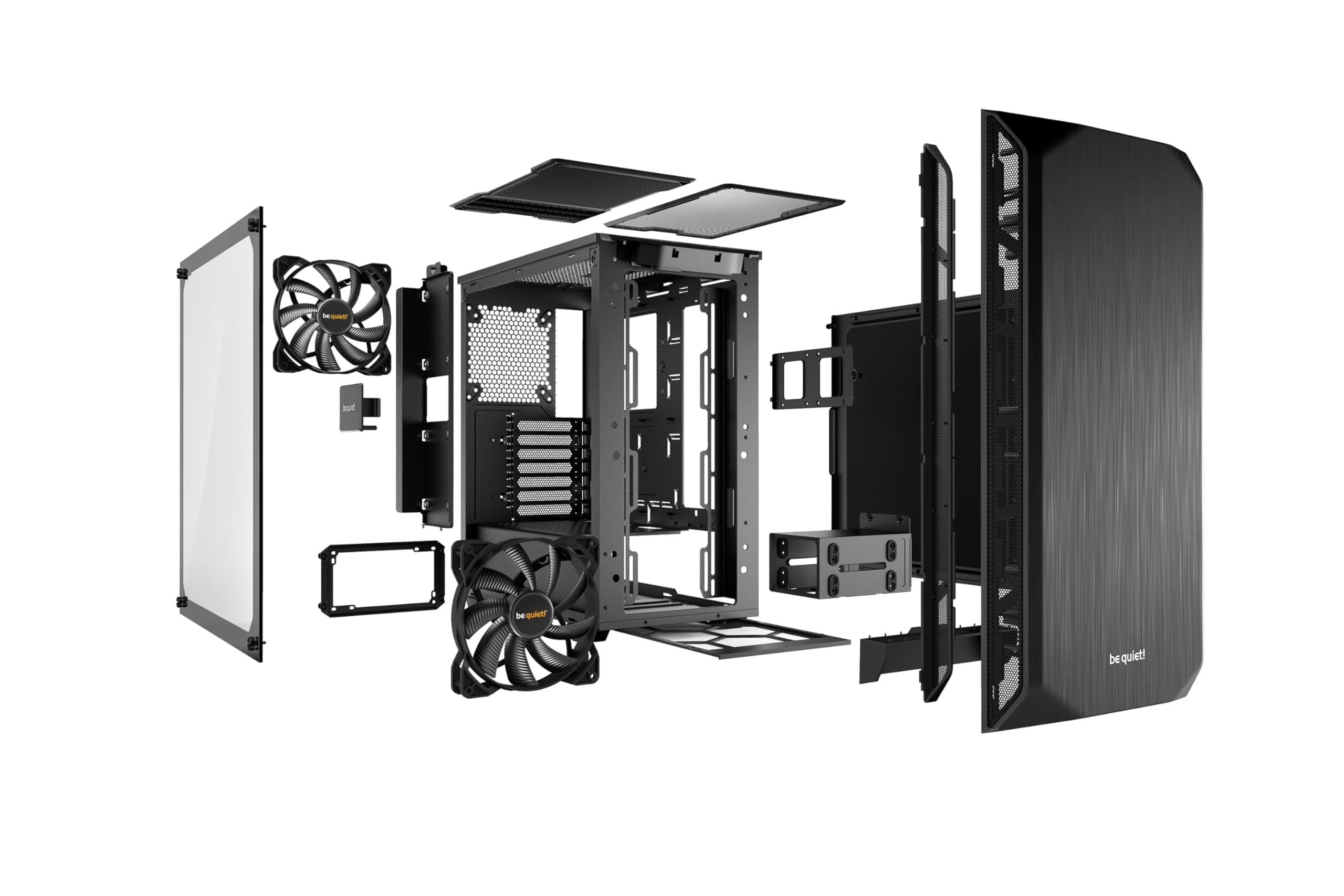 be quiet! Pure Base 500 Window Black PC-Gehäuse, 2X Pure Wings 2 140mm Lüfter, Airflow und Silence optimierte Topcover, Radiatoren bis 360mm, Temperglas Bild 7
