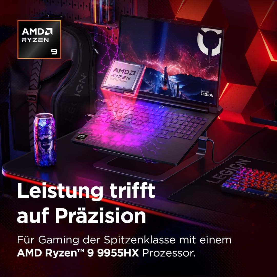 Lenovo Legion Pro 7 Gaming AI Laptop | 16" WQXGA OLED 240Hz Display | AMD Ryzen 9 9955HX | 32GB RAM | 1TB SSD | NVIDIA GeForce RTX 5070Ti | Windows 11 | QWERTZ | Schwarz | 3 Monate GamePass Bild 5