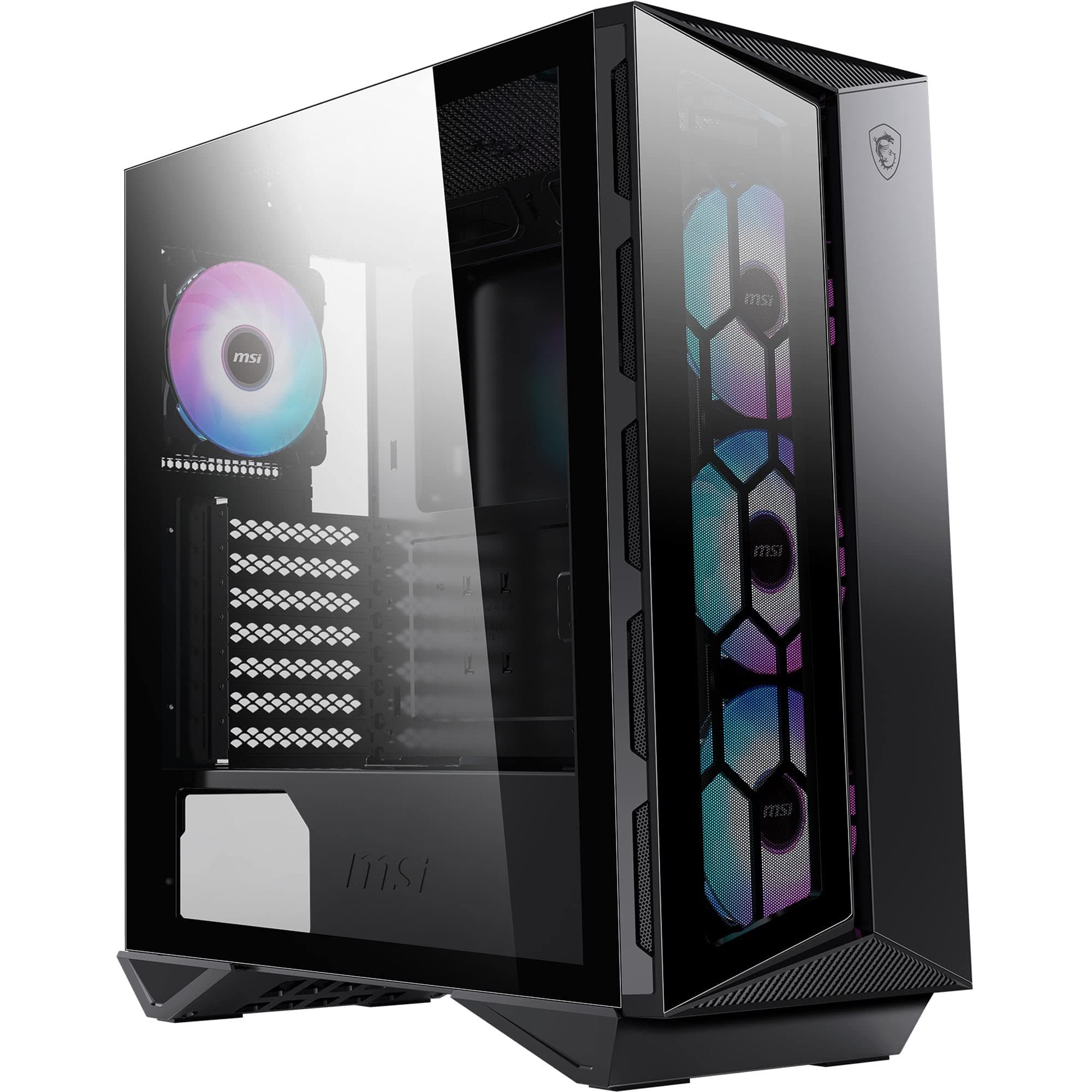 MSI MPG GUNGNIR 110R Mid-Tower PC-Gehäuse - Gehärtetes Glas, unterstützt ATX, M-ATX & Mini-ITX, 4X 120mm ARGB Lüfter mit Hub Controller, magnetischer Staubfilter, USB 3.2 Gen 2x2 Typ-C, Gen 1 Typ-A Bild 2