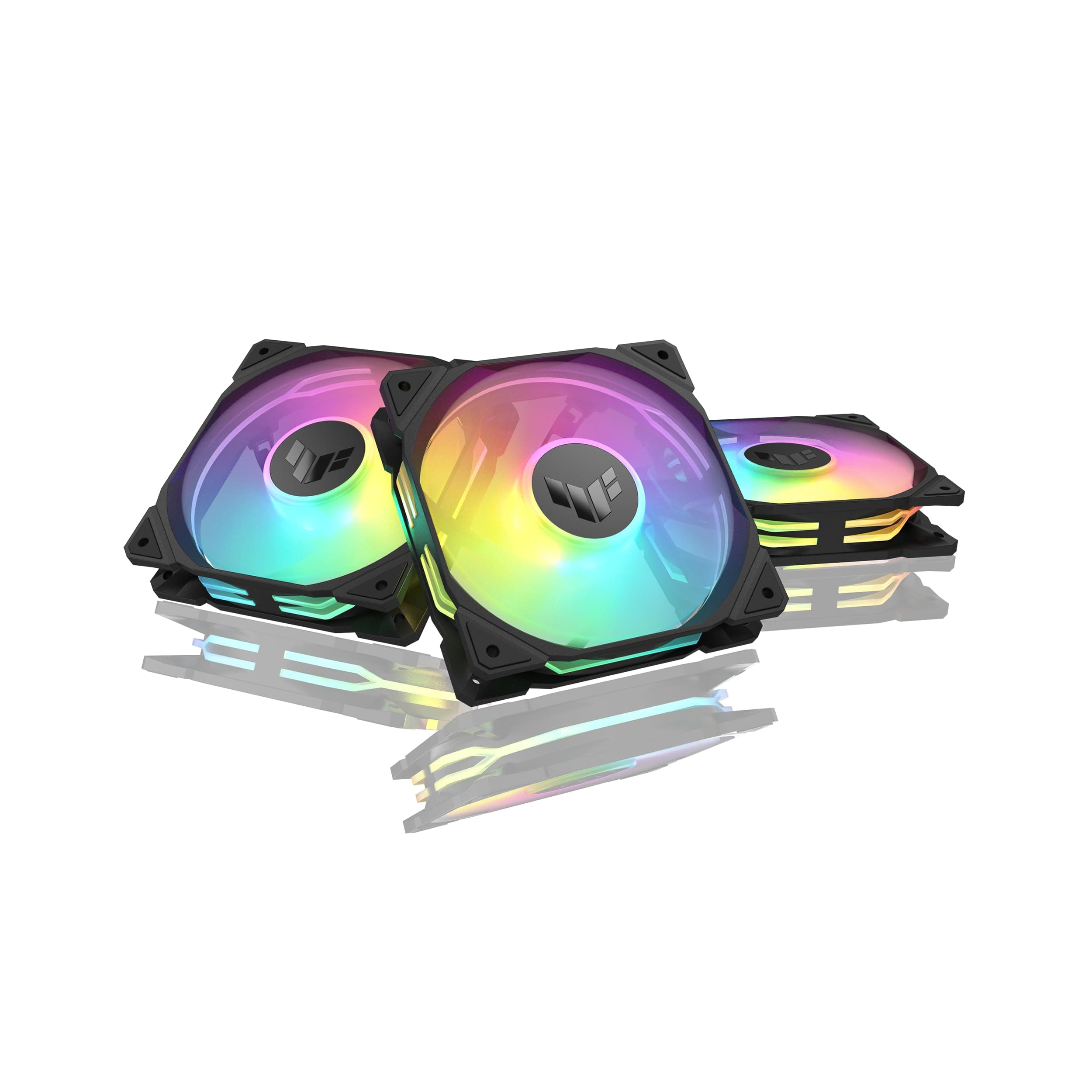 ASUS TUF Gaming TR120 ARGB Standard Blade Black 3IN1 Gehäuselüfter 3er Pack (120mm PWM PC Lüfter, 2000 RPM, 3,3 mm H2O, 77,4 CFM Luftstrom, 16 einzeln adressierbare RGB-LEDs, schwarz) Bild 2