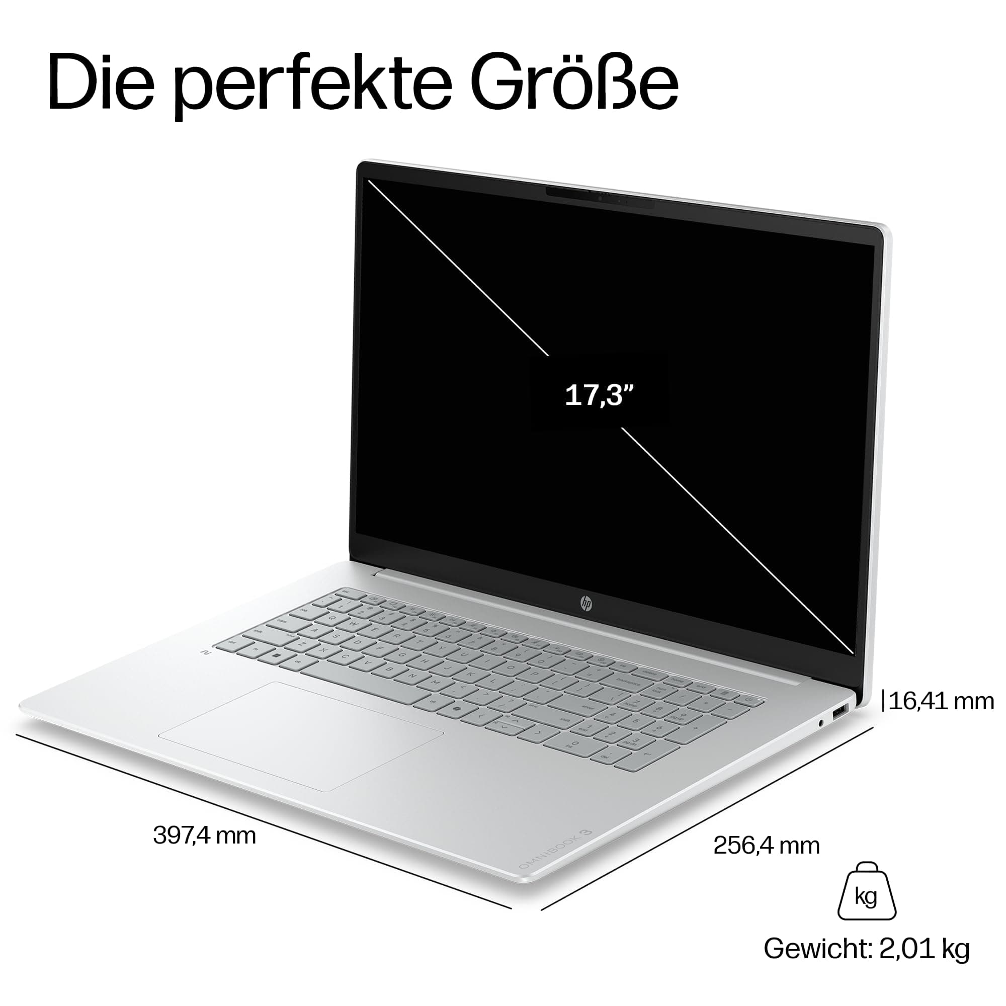 HP OmniBook 3 Laptop (17,3" FHD Display, Intel Core Ultra 5, 16GB RAM, 512GB, Win11, QWERTZ) - Silber Intel Core Ultra 5, 16GB RAM, 512GB 17,3 Zoll Silber Bild 7
