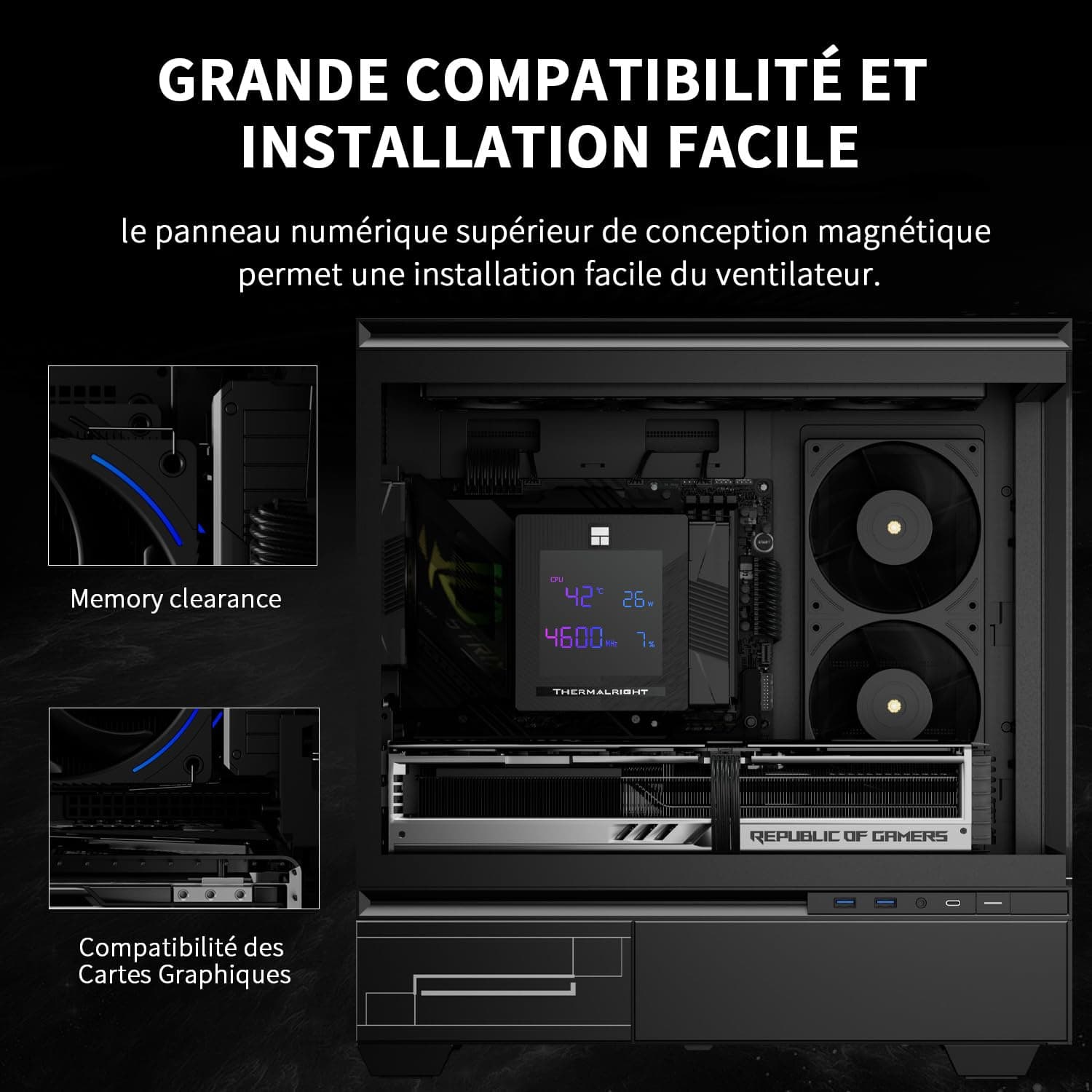 TR Phantom Spirit 120 Digitaler EVO CPU-Kühler, digitaler Bildschirmdeckel, 7 × 6 mm Heat Pipes CPU Air Cooler, Computer für AM4/AM5/Intel lga1851/1700/1150/1151/1200 PS120 D EVO Bild 3