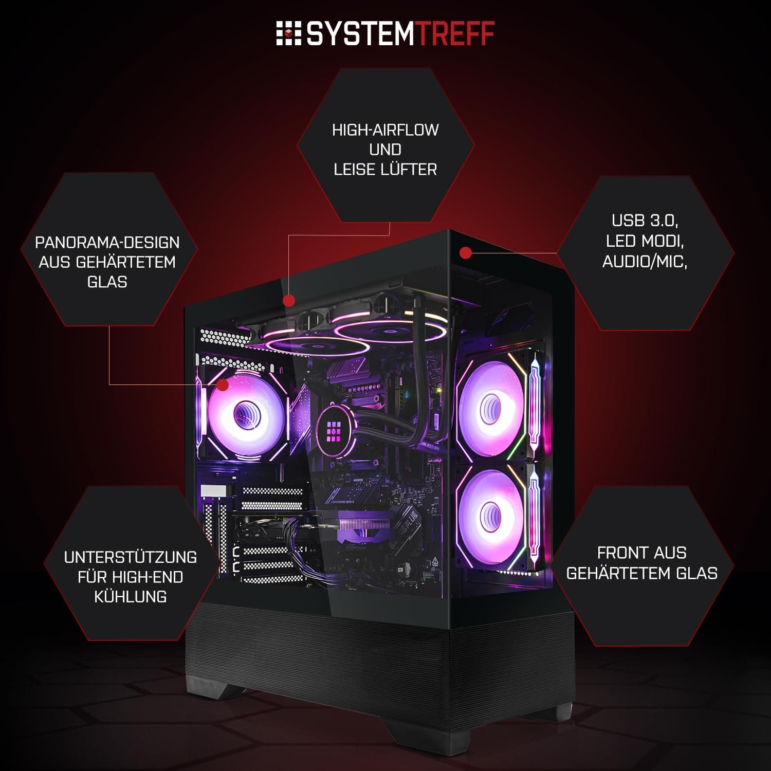 SYSTEMTREFF High-End Gaming PC Intel Core Ultra 7 265KF 8x5.5GHz | MSI Board | 32GB DDR5 | 1TB M.2 NVMe | AMD Radeon RX 9070 16GB DX12 | Windows 11 Bild 3