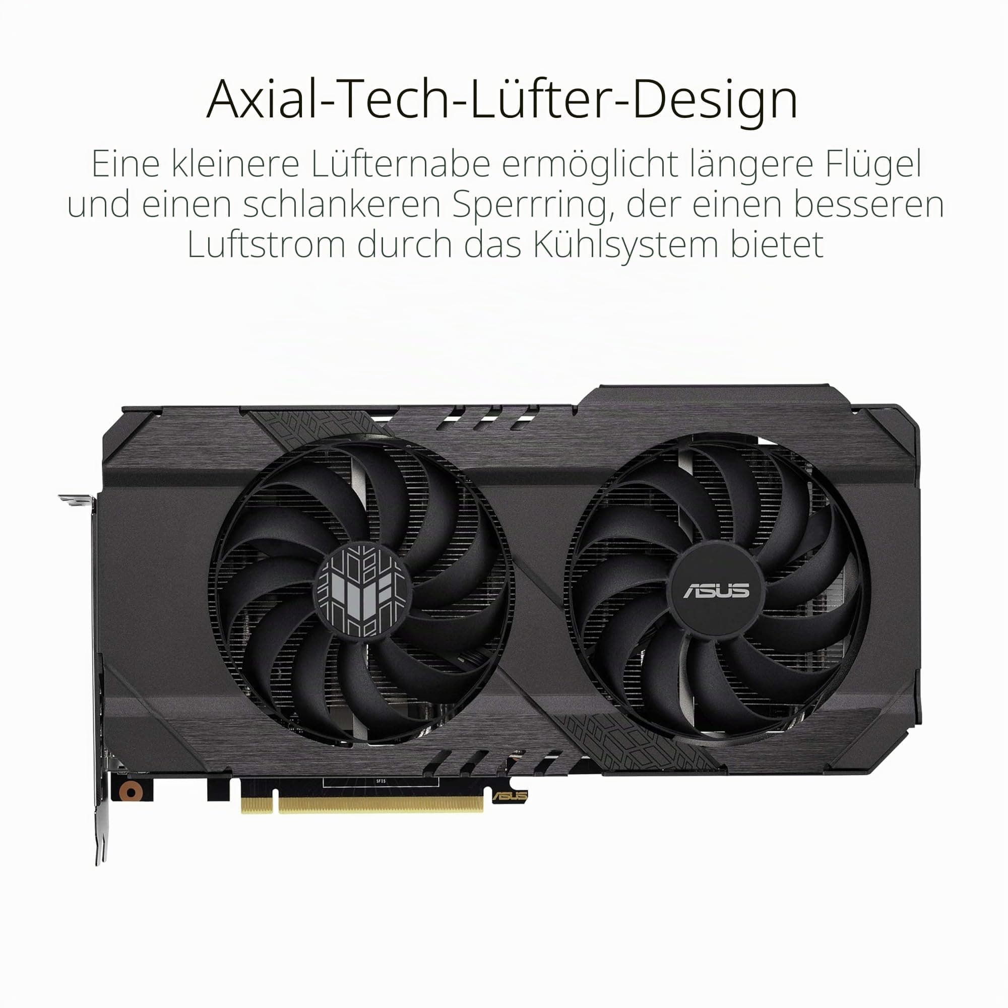 ASUS TUF Gaming GeForce RTX 3050 Grafikkarte, PCIe 4.0, 8GB GDDR6, HDMI 2.1, DisplayPort 1.4a, Dual Kugellager, Aluminiumgehäuse, 2.8 Slot, GPU Tweak II, Schwarz Bild 3