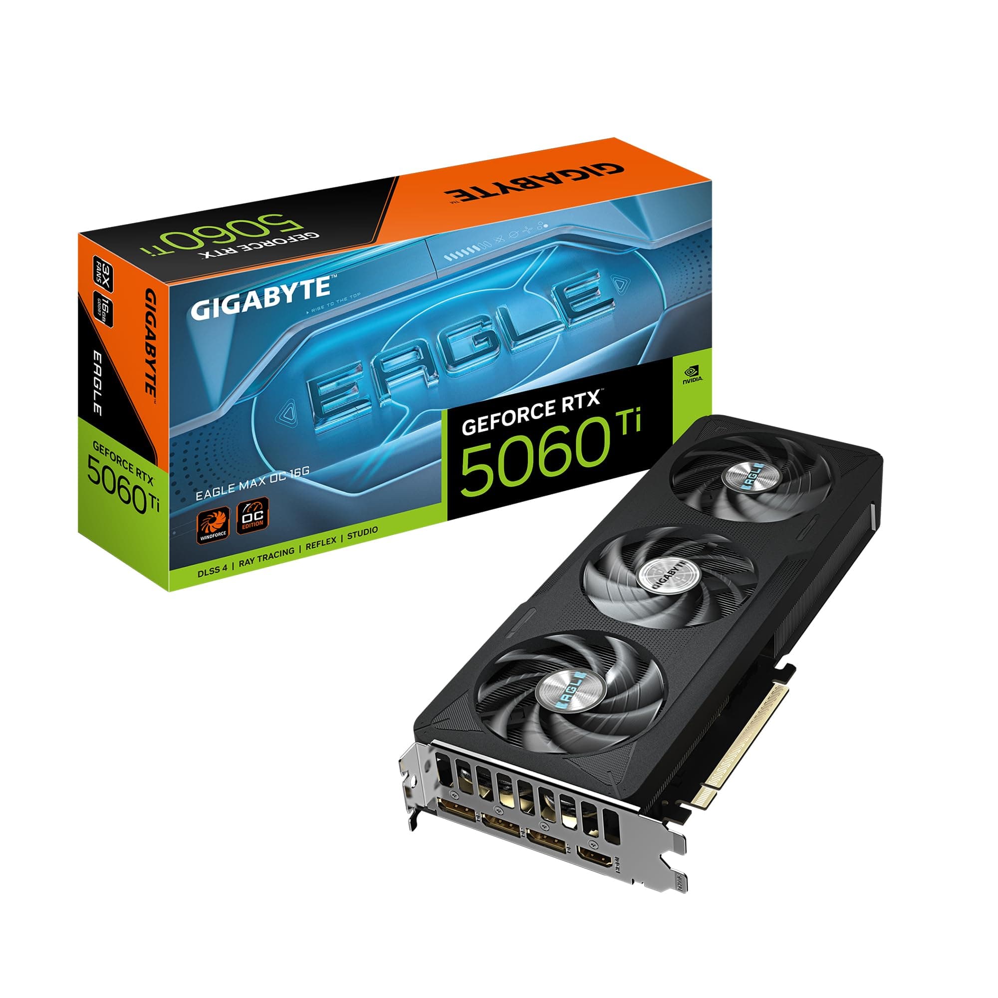 GIGABYTE GeForce RTX 5060 Ti Eagle MAX OC 16G Grafikkarte, 16GB 128-Bit GDDR7, PCIe 5.0, WINDFORCE Cooling System, GV-N506TEAGLEMAX OC-16GD Grafikkarte