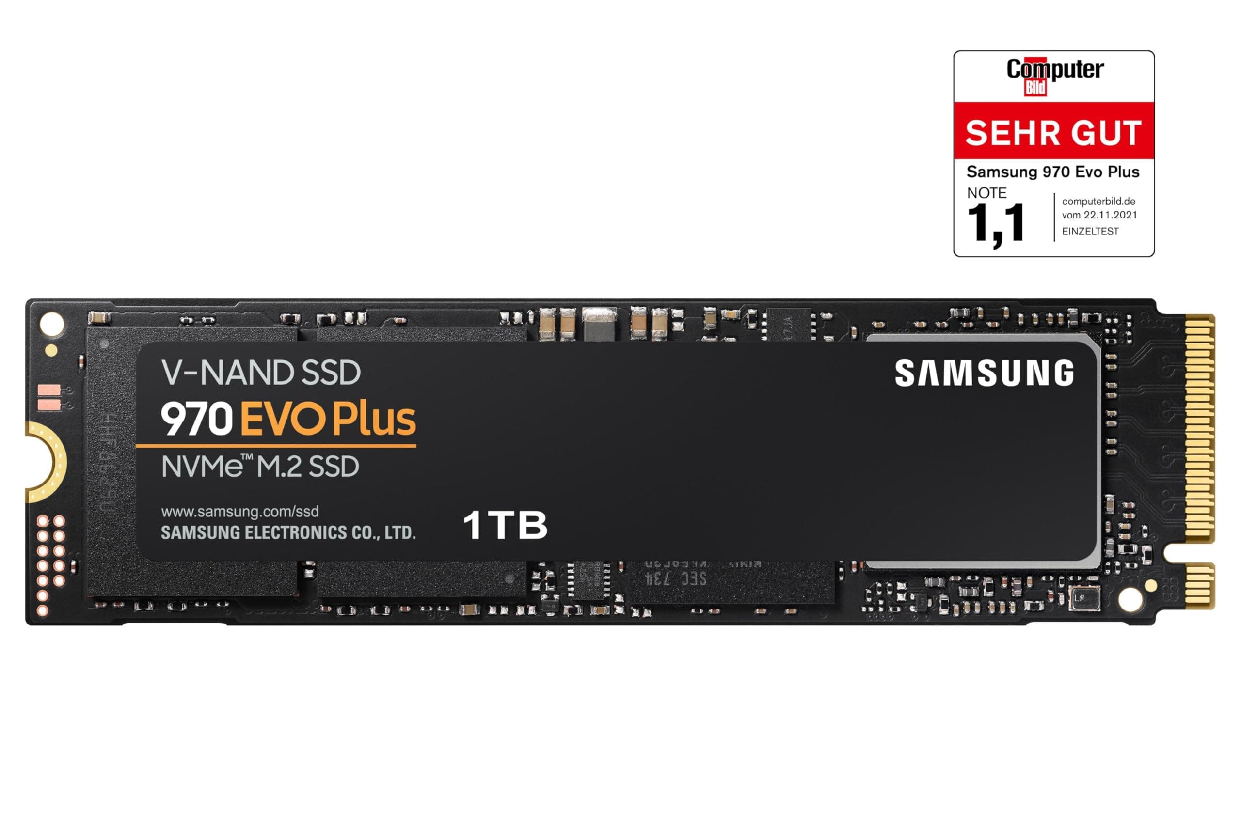 Samsung 970 EVO Plus NVMe M.2 SSD, 1 TB, PCIe 3.0, 3.500 MB/s Lesen, 3.200 MB/s Schreiben, Interne SSD für Gaming und Grafikbearbeitung, MZ-V7S1T0BW Bild 3