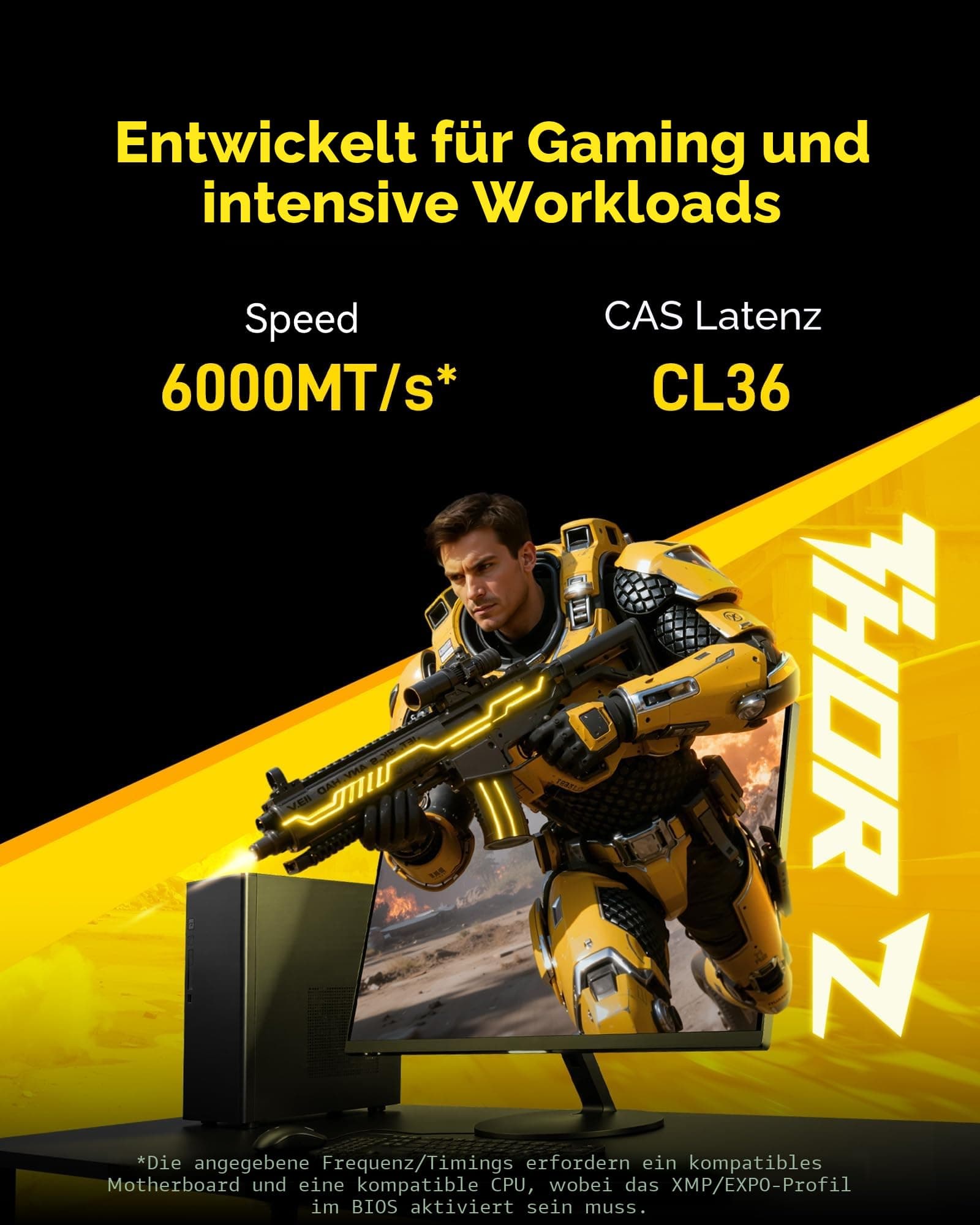 Lexar Thor Z Series OC DDR5 RAM 32GB Kit (2x16GB) 6000MHz CL36, DRAM 288pin UDIMM Desktop Speicher, PC Memory Hochleistungs-Computerspeicher für Intel XMP 3.0/AMD EXPO, für AI, Gaming, 1,4V Bild 2