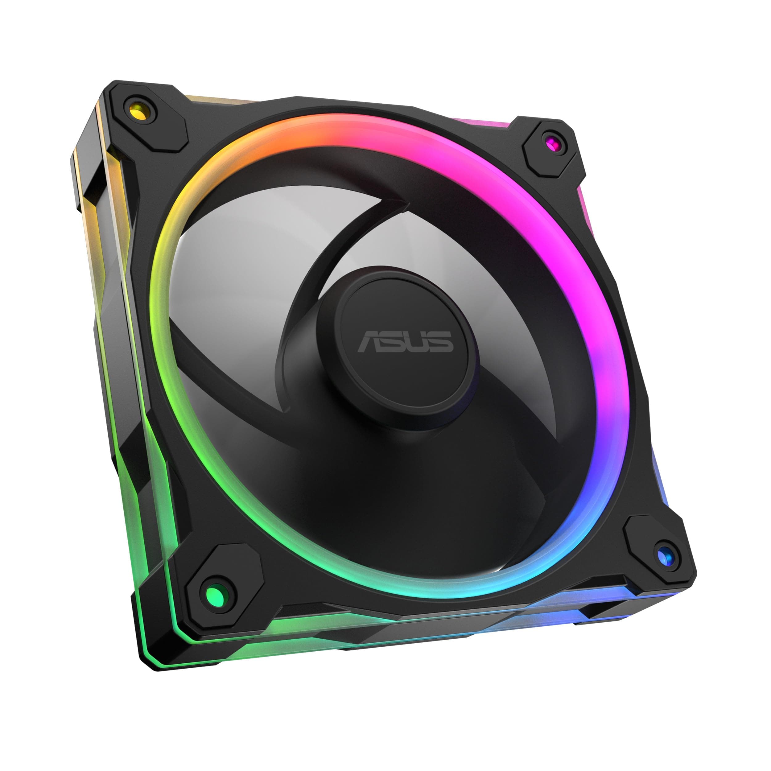ASUS Prime MR120 Black ARGB-Gehäuselüfter Single Pack (beidseitige Beleuchtung, 20 adressierbare RGB-LEDs, 28 mm Rahmen, PWM-Steuerung, Lüfterdrehzahl 1600 U/min, 21dB(A) Lärmpegel, 58 CFM, Schwarz) Bild 2