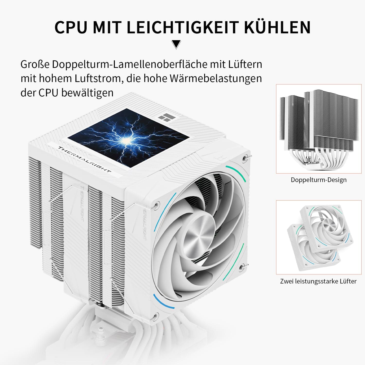 Thermalright Phantom Spirit 120 Vision Snow CPU-Kühler, PC-Kühlkörperkühler 7 Heatpipes, 3,95'' magnetischer Bildschirm mit 480x480 Auflösung, für AM4/AM5 und Intel LGA1700/1851/115x Bild 3