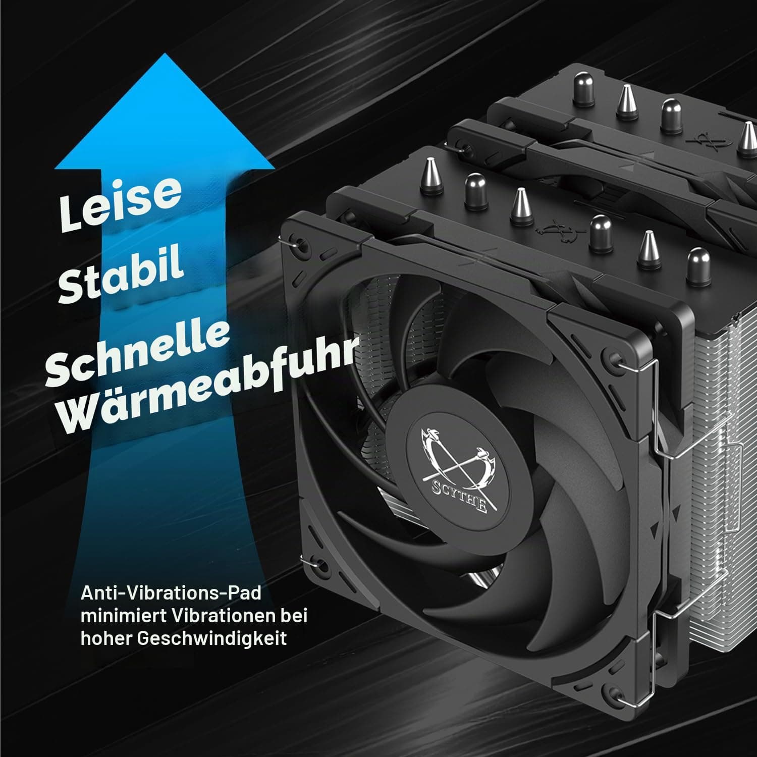 Scythe Magoroku Dual-Tower-CPU-Luftkühler mit zwei Lüftern, unterstützt Intel LGA1700, LGA1151, AMD AM5 und AM4, 120 mm Breite, 6 x 6 mm Heatpipes zur Wärmeabfuhr, leise Lüfter, 370k Stunden MTTF Bild 3