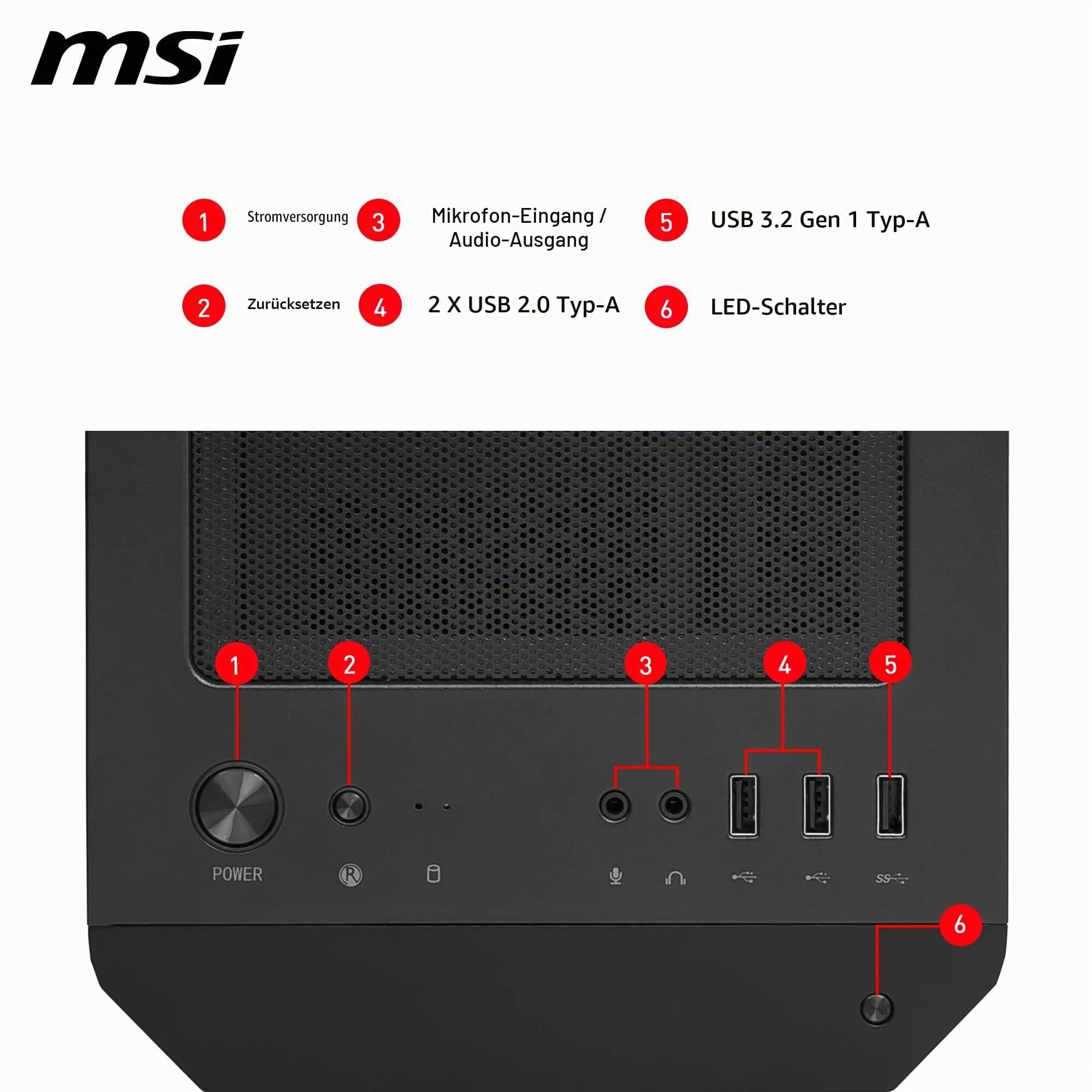 MSI MAG Forge M100R Mini-Tower PC-Gehäuse, gehärtetes Glas, unterstützt Micro-ATX & Mini-ITX, Mesh-Front, 4X 120mm ARGB Lüfter mit Hub Controller, Magnetischer Staubfilter, USB 3.2 Gen 1 Typ-A Bild 8