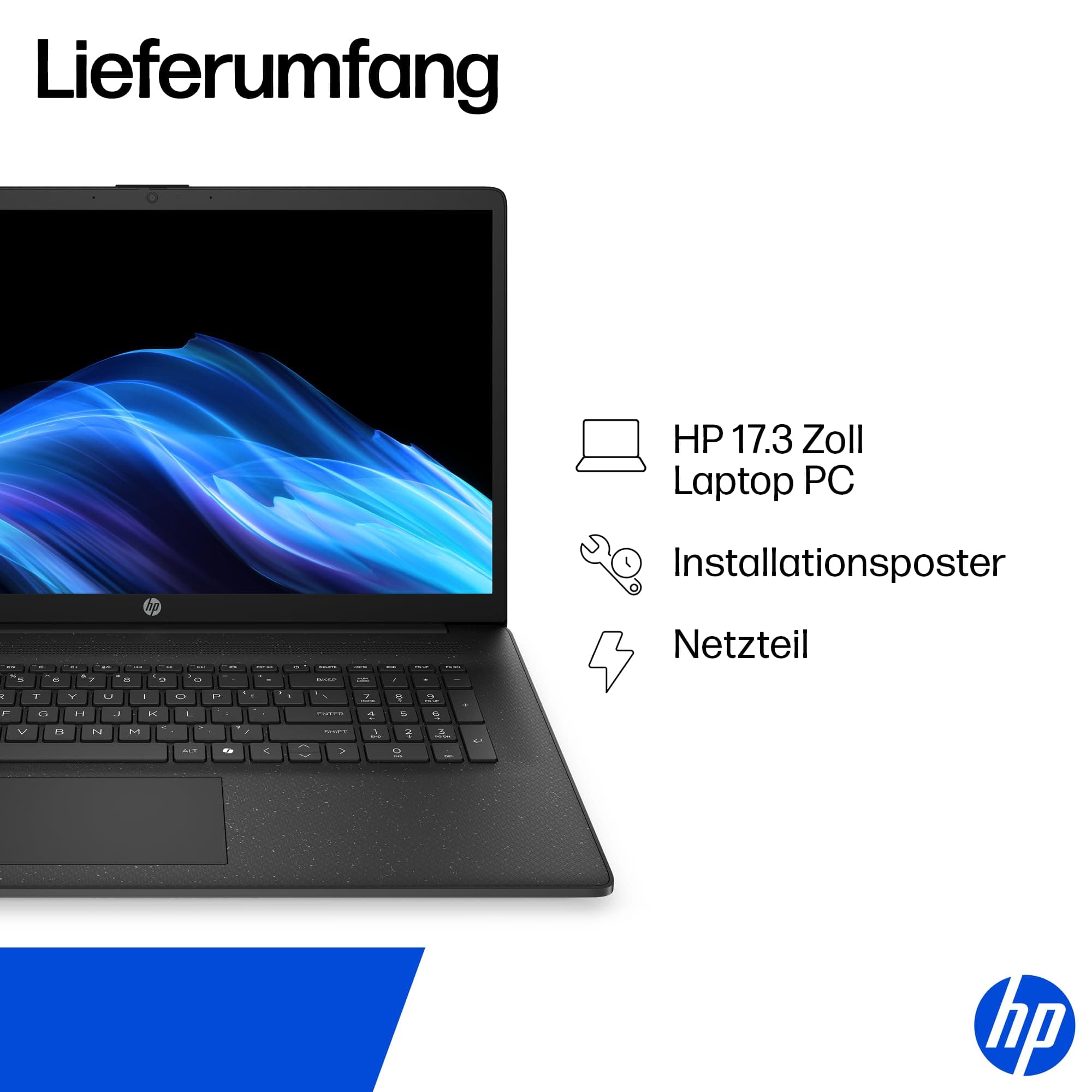 HP Laptop mit 17,3" FHD Display, AMD Ryzen 3 7320U, 8 GB DDR5 RAM, 512 GB SSD, AMD Radeon Grafik, Windows 11, QWERTZ, Schwarz inkl. 25 GB Dropbox-Speicher für 12 Monate AMD Ryzen 3 7320U + 8 GB DDR5 RAM + 512 GB SSD Copilot Keyboard Schwarz Bild 8