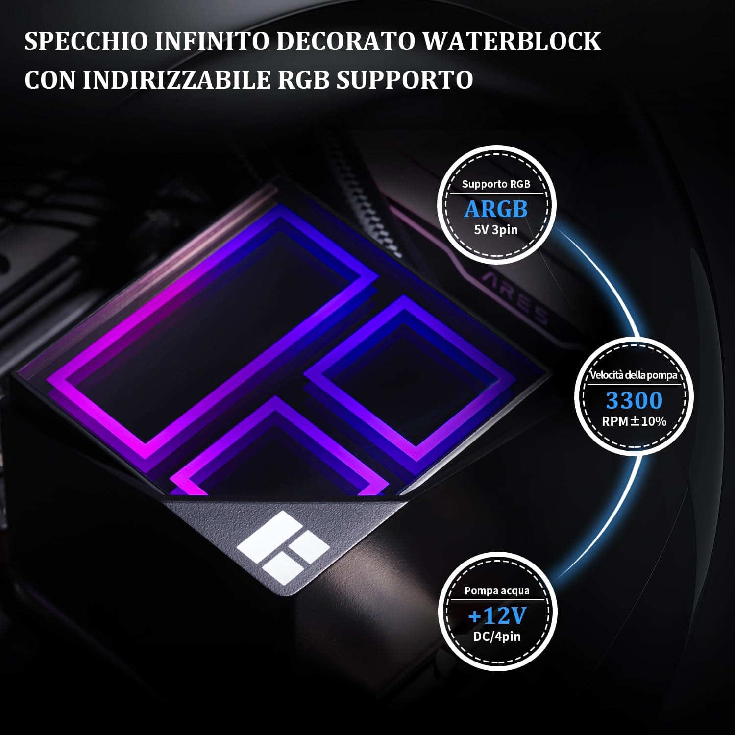 TR Frozen Infinity 360 CPU Aio Cooler, Lüfter TL-M12 x 3 PWM, Wasserkühler, Computerprozessor, ARGB Infinity Mirror, 360 CPU Liquid Cooling: LGA1851/1700/1150/1151/1200/2011, Ref 360MM BLACK-360MM Bild 6