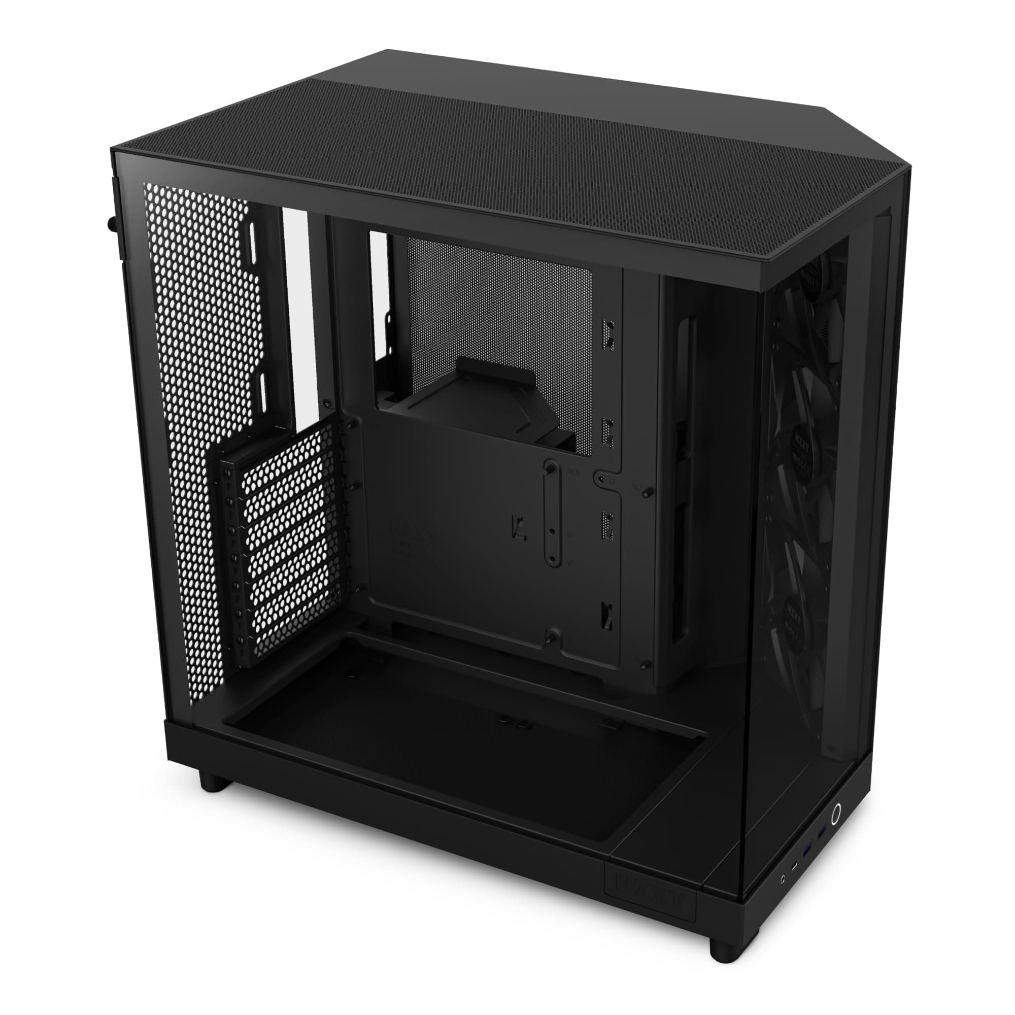 NZXT H6 Flow , CC,H61FB,01 , Kompaktes Mid,Tower Gehäuse mit zwei Kammern , Glaspaneele mit Panoramablick , Hochleistungs,Airflow,Panels , Inklusive 3 x 120 mm , Lüfter , Schwarz Bild 2