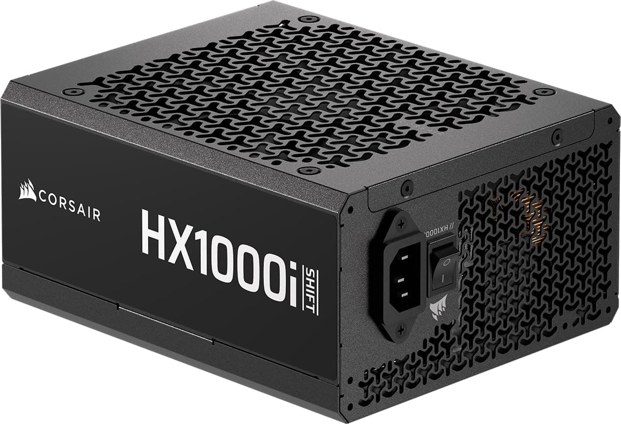 CORSAIR HX1000i Shift Vollständig Modulares ATX-Netzteil – Schwarz | Eingebauter iCUE LINK System Hub, Natives 12V-2x6 Kabel, ATX 3.1 & PCIe 5.1, Seitlich Montierte Stecker, Cybenetics Platinum 1000w Schwarz