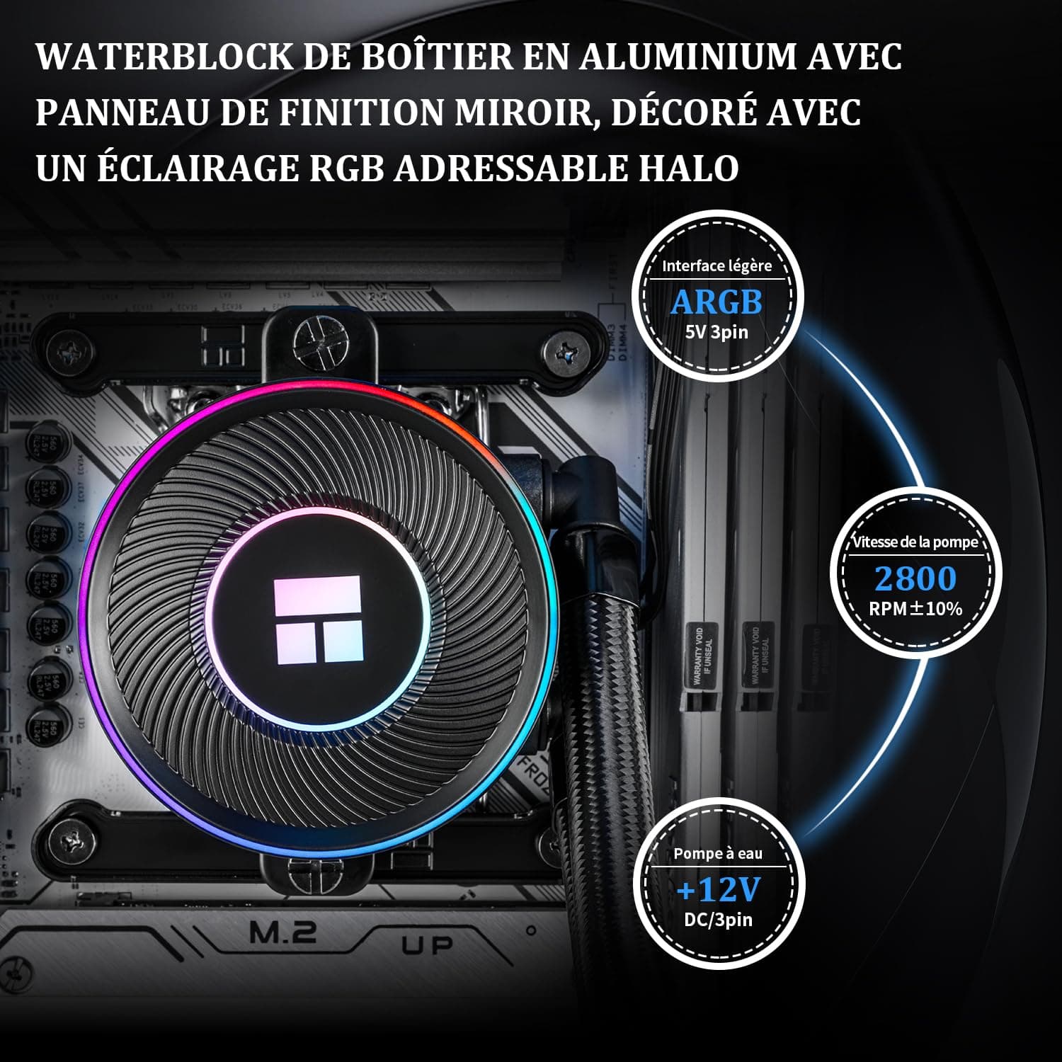 Thermalright Aqua Elite 240 V5 ARGB Black CPU-Flüssigkeitskühler, 240 mm Kühlkörpergröße, 2x TL-S12 PWM Lüfter, für AM4/AM5, Intel LGA115X/1200/1700/1851, AIO CPU-Kühler Bild 7