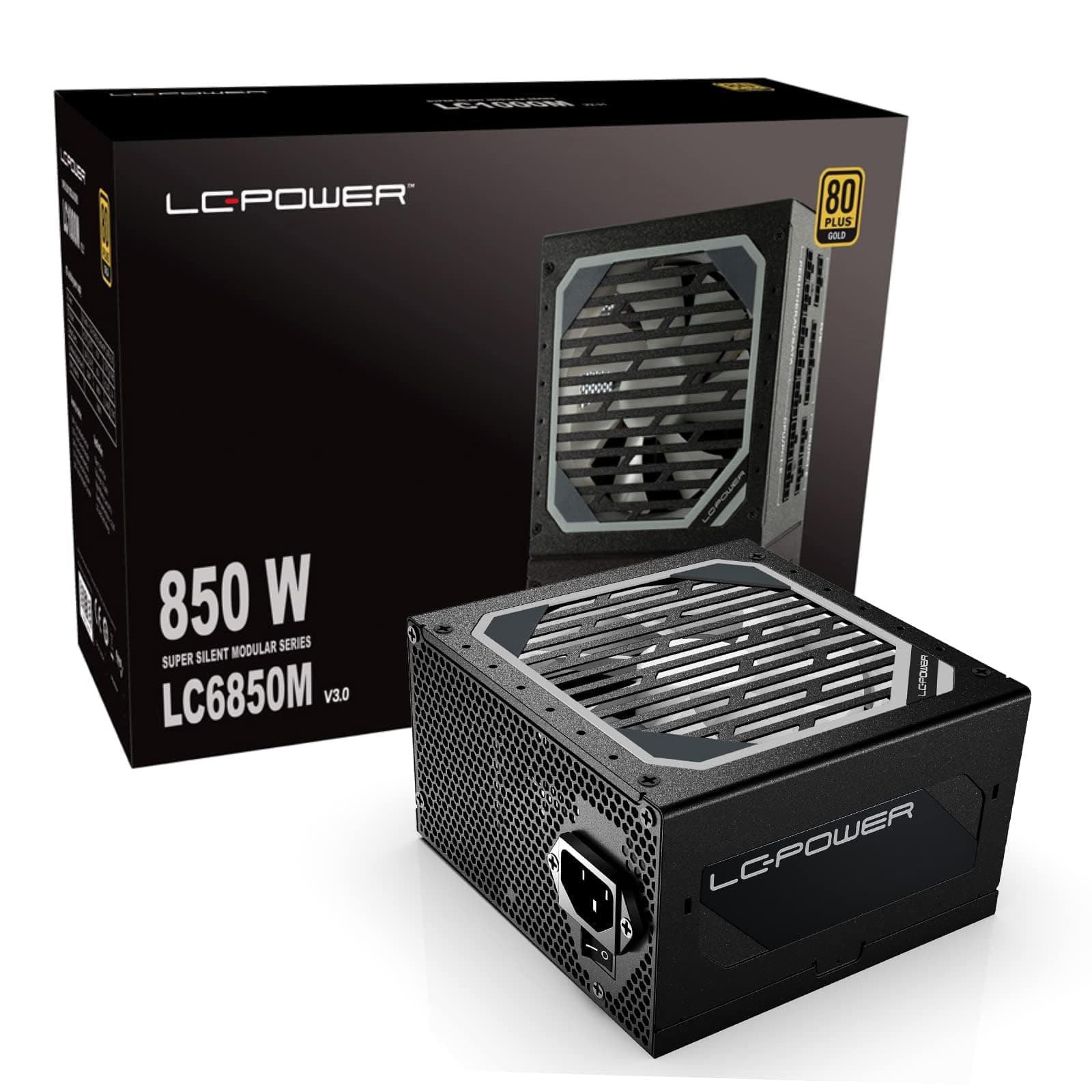 LC-POWER Super Silent Modular 850W Netzteil PC, 80 Plus Gold, ATX 3.0, PCIe 5.0, Voll Modular, 135mm Lüfter, Leise Gaming Netzteil, PC Gaming Netzteil 850 Watt - Schwarz(LC6850M-V3.0) Gold 850W V3.0