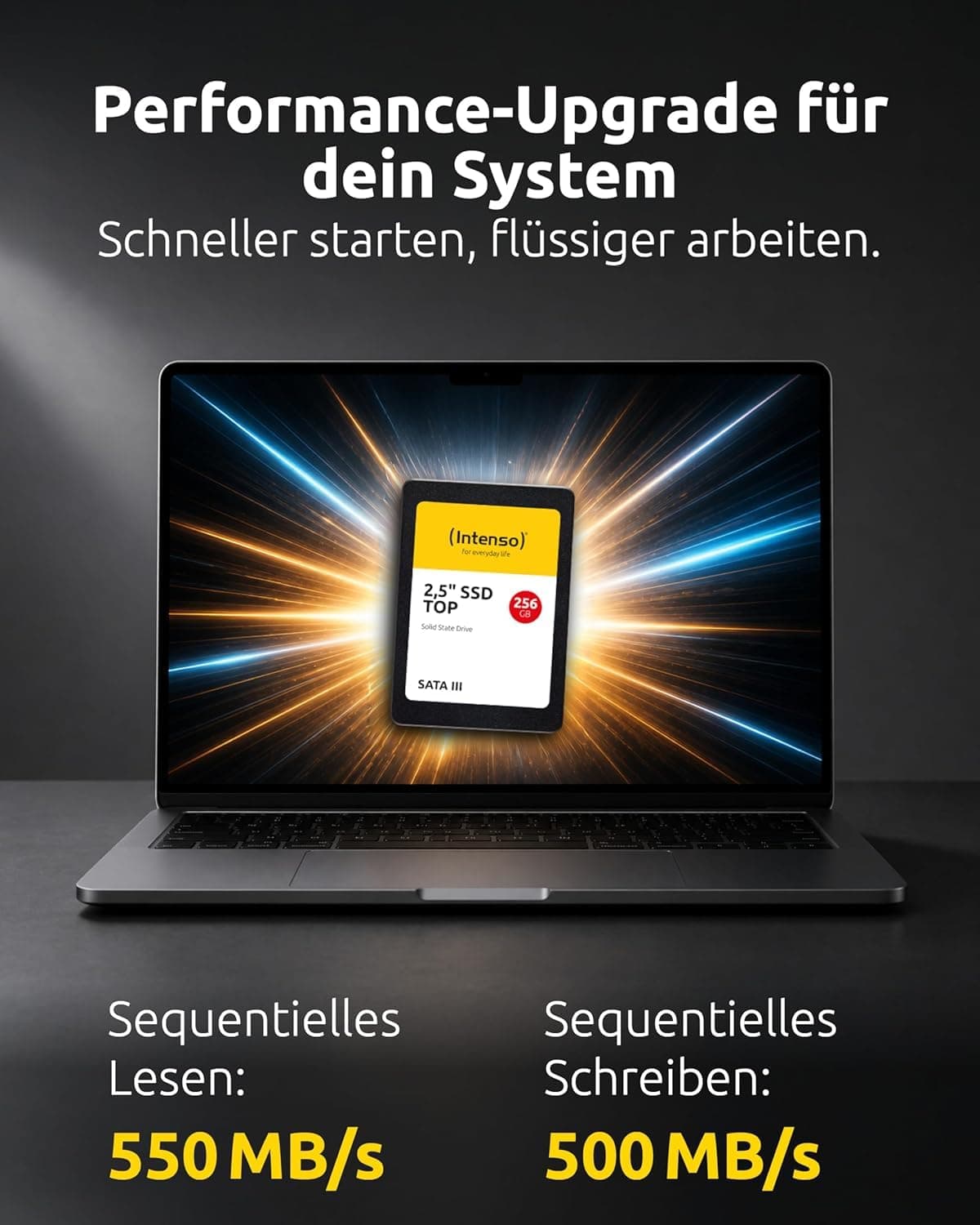 Intenso Interne 2,5" SSD SATA III Top, 256 GB, 550 MB/Sekunden, Schwarz Bild 5
