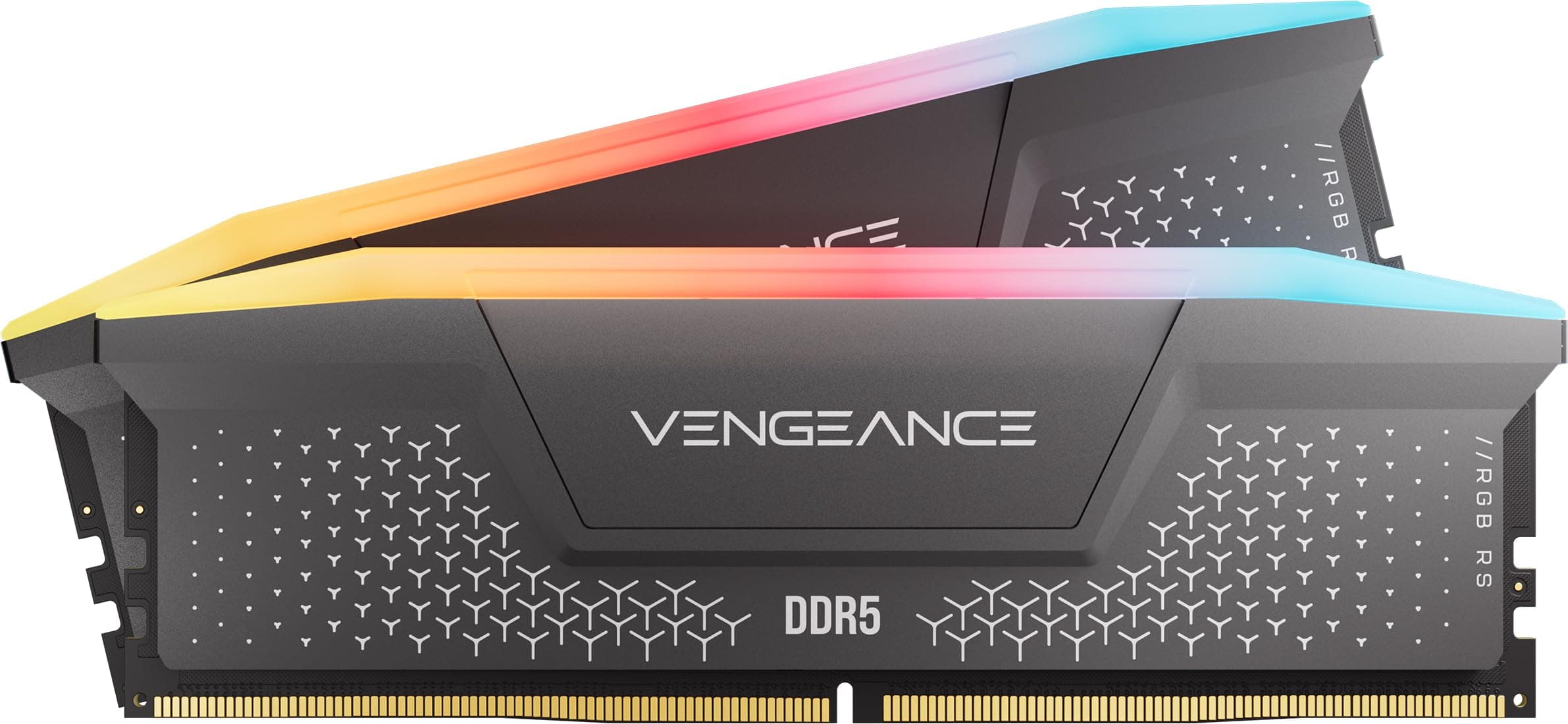 CORSAIR Vengeance RGB RS DDR5 RAM 64GB (2x32GB) Bis zu 6000MHz CL40-50-50-96 1.35V AMD Expo & Intel XMP 3.0 Desktop-Arbeitsspeicher – Grau (CMG64GX5M2D6000Z40) 64GB (2x32GB) 6000MHz Grau