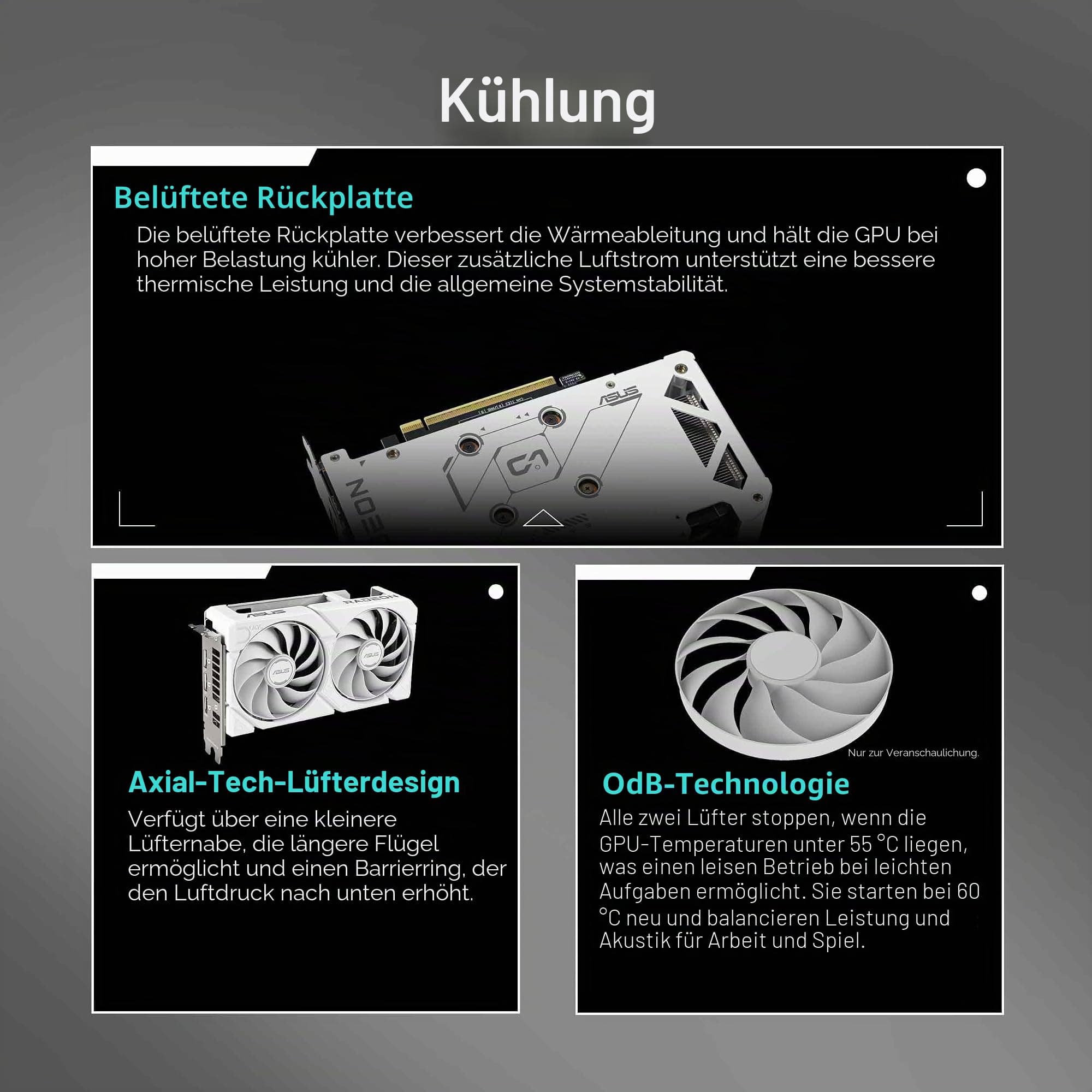 ASUS Dual Radeon RX 9060 XT 16GB GDDR6 White Edition (PCIe 5.0, 16GB GDDR6, HDMI 2.1b, DisplayPort 2.1a, 2.5-Slot Design, Axial-tech Lüfterdesign, 0dB Technologie und mehr) Bild 5