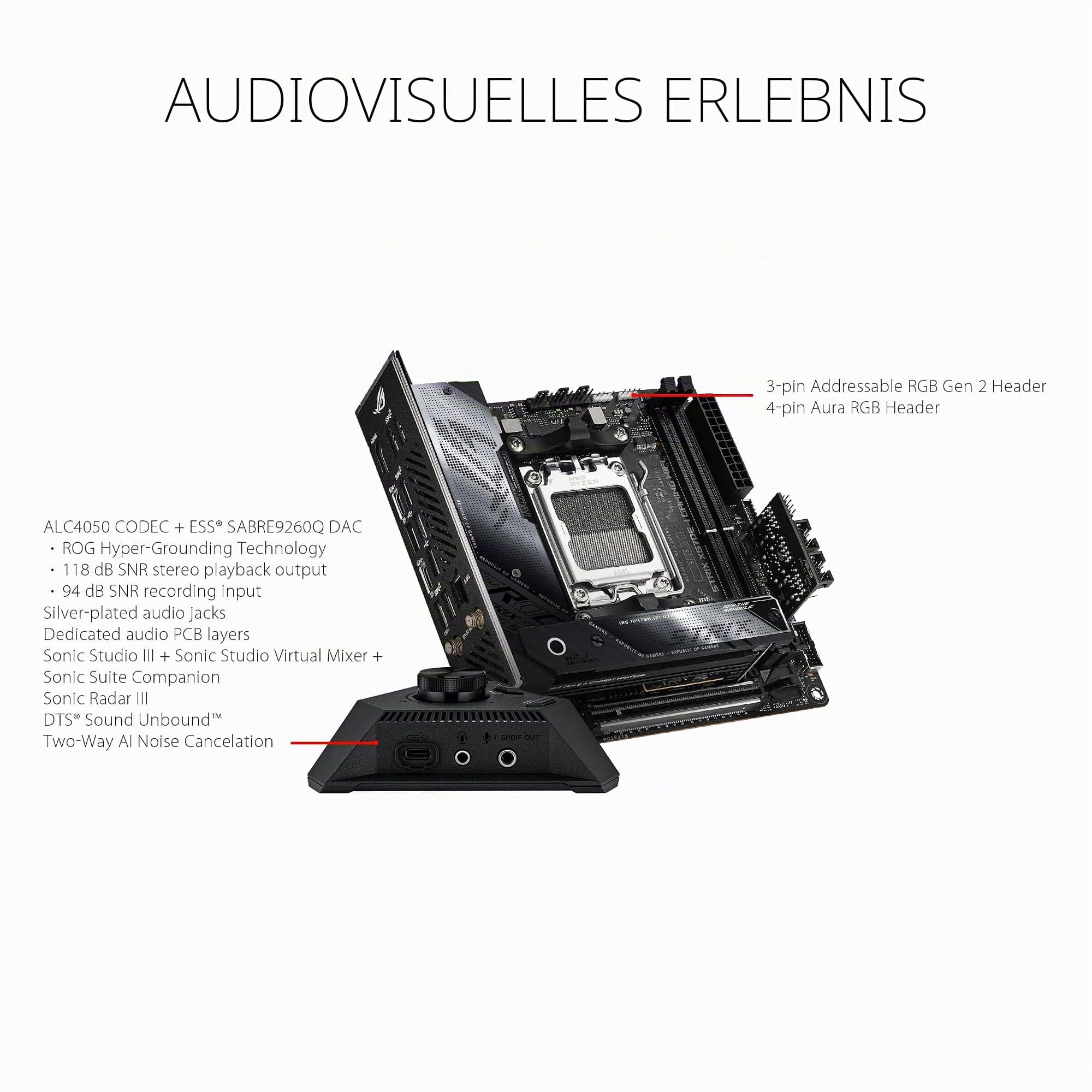 ASUS ROG Strix X670E-I Gaming WiFi Mainboard Sockel AMD AM5 (Ryzen 7000, mini-ITX, DDR5 Speicher, 2X M.2, USB 3.2 Gen 2x2, PCIe 5.0, 2X USB 4, M.2 Backplate, WiFi 6E, Aura Sync) Bild 7
