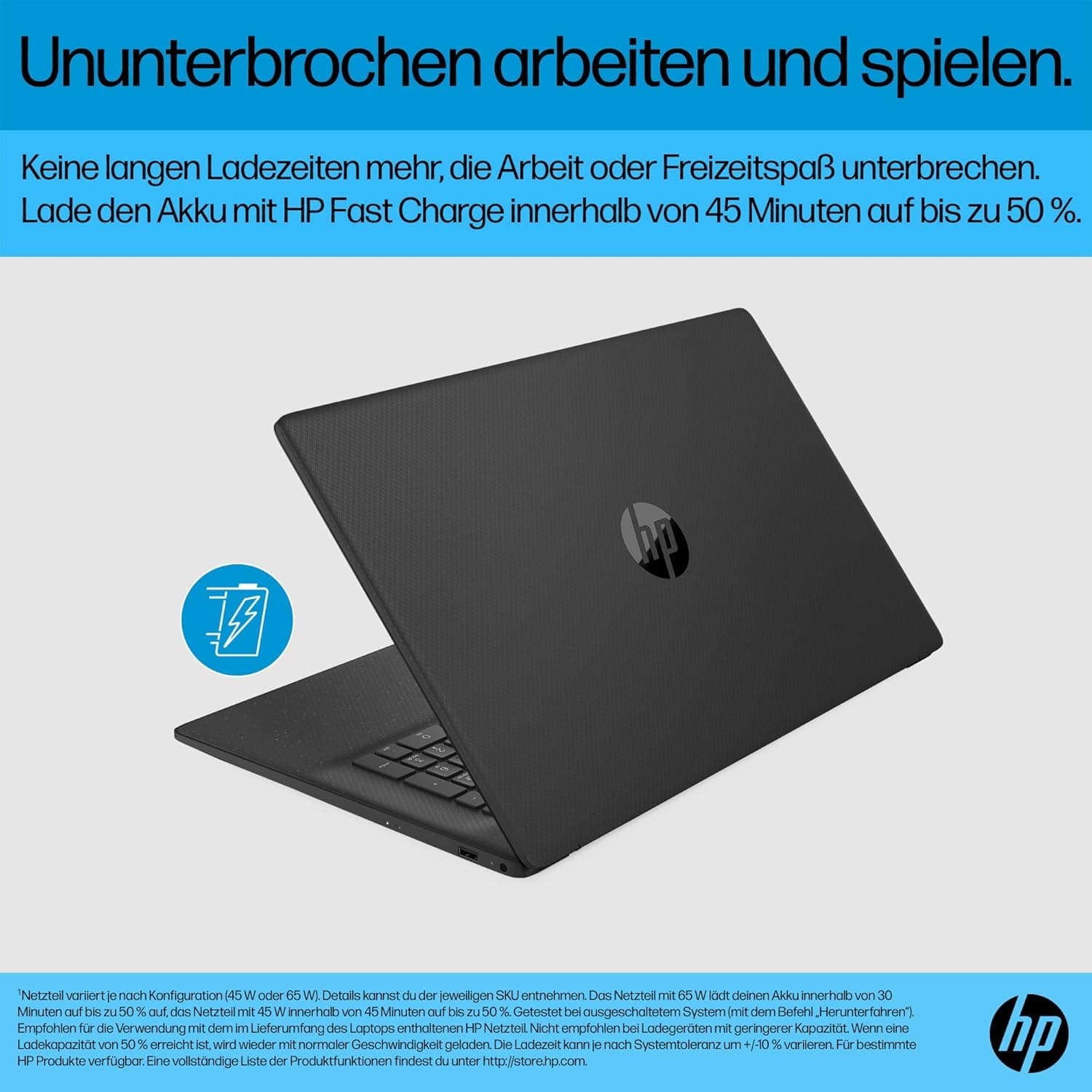 HP Laptop mit 17,3" HD+ Display, Intel Celeron N4120, 8 GB DDR4 RAM, 256 GB SSD, Intel UHD-Grafik, Windows 11, QWERTZ Tastatur, Schwarz Bild 3